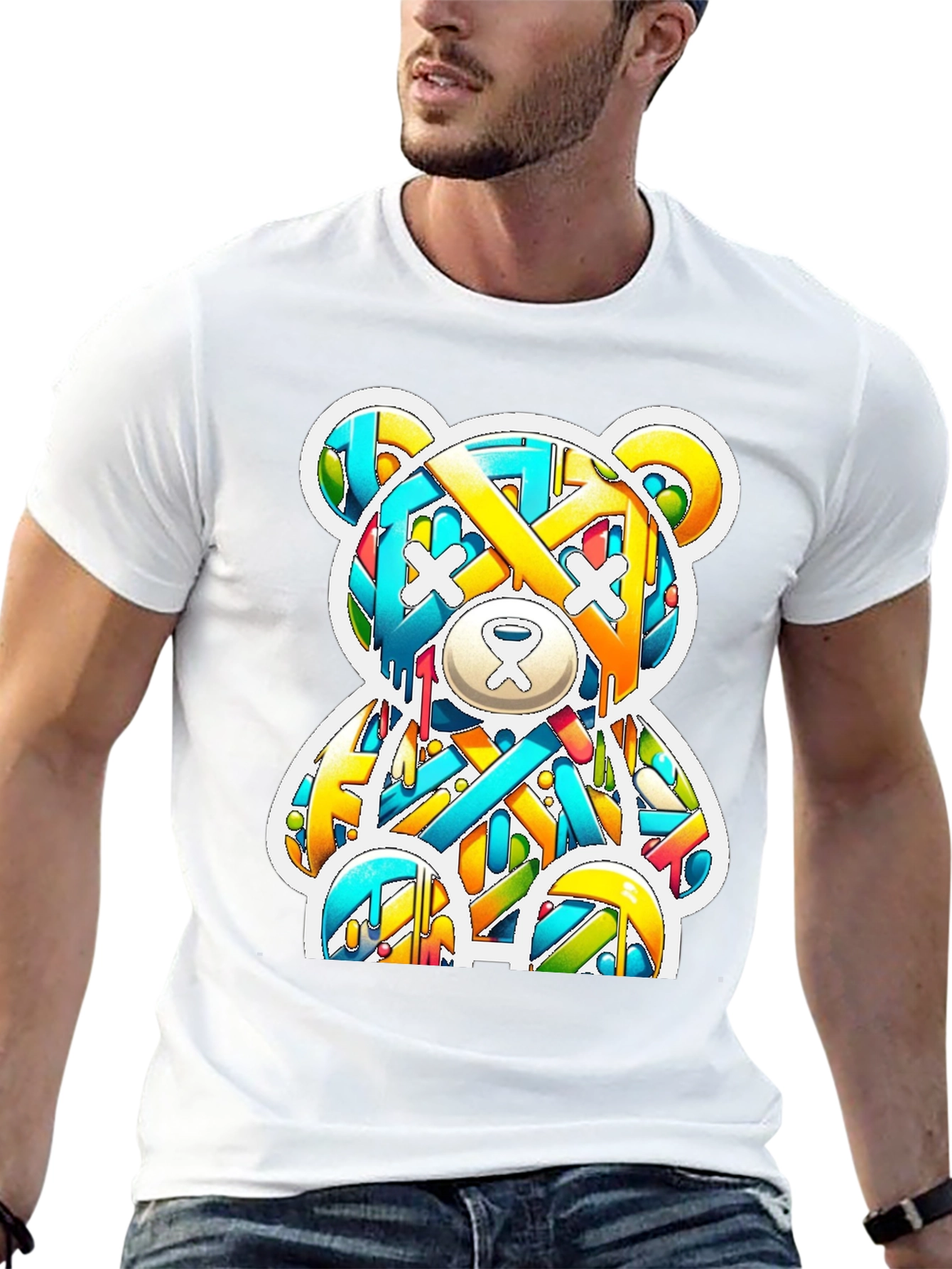 Graffiti Bear Graphic Tee - Casual Cool Style