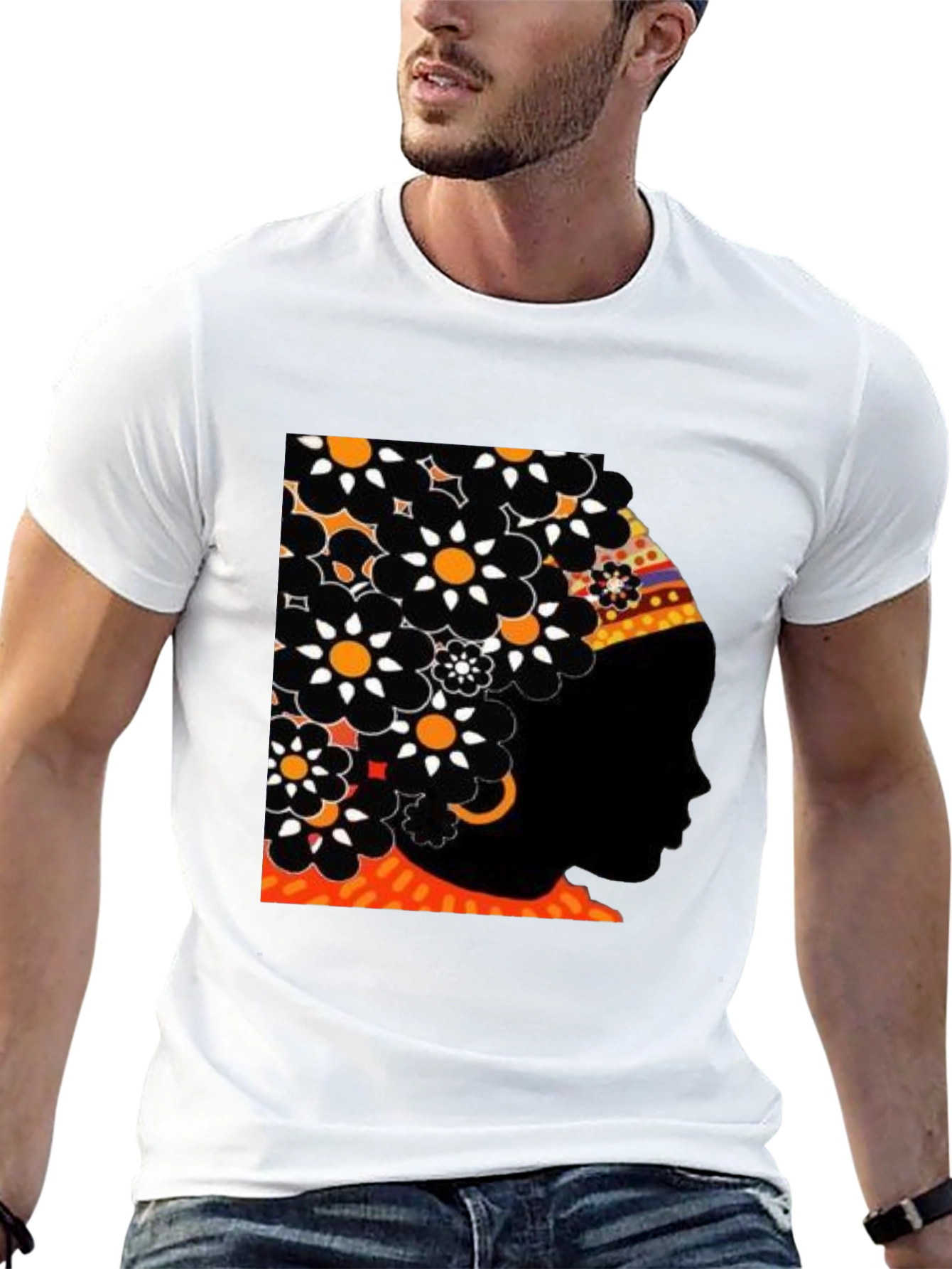 Floral Afro Silhouette Graphic Tee