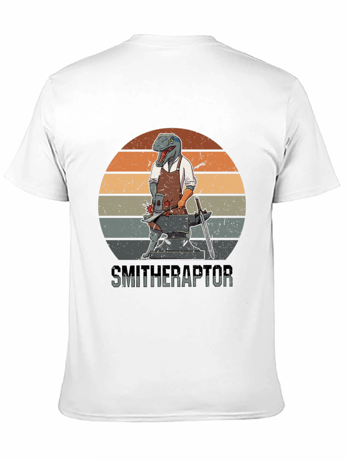 Smitheraptor T-Shirt: Dinosaur Blacksmith Design