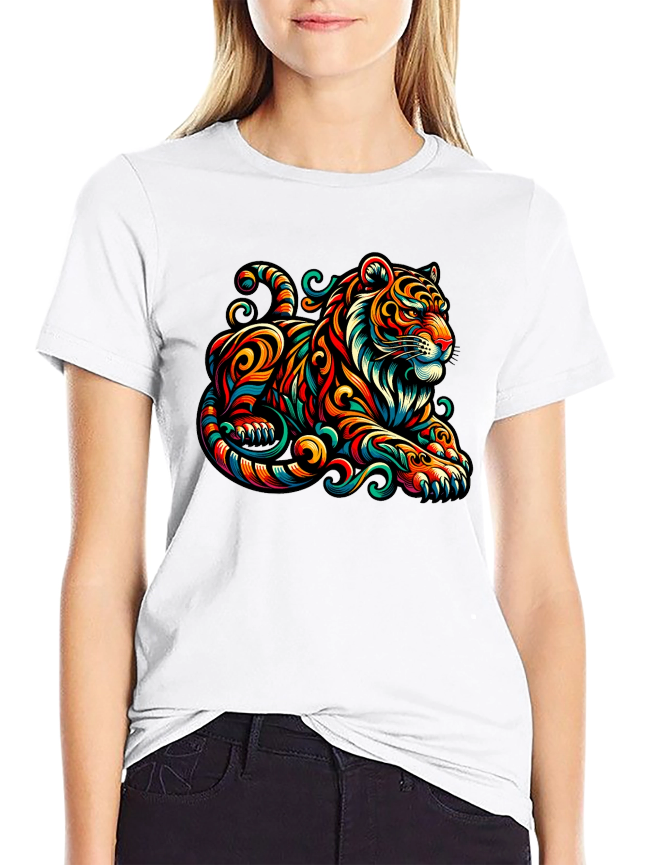 Vibrant Tiger Graphic Tee - Unique Animal Print