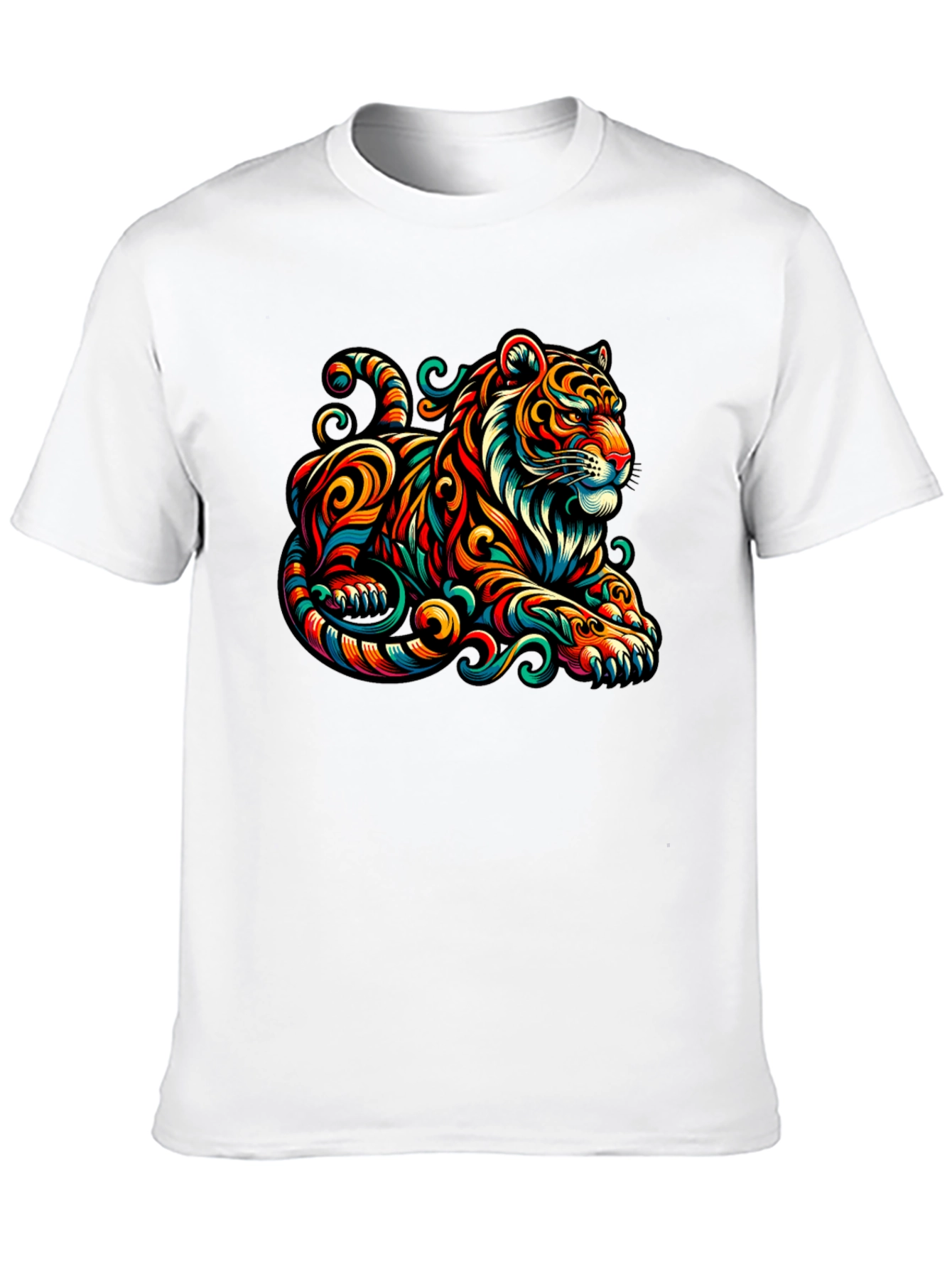Vibrant Tiger Graphic Tee - Unique Animal Print