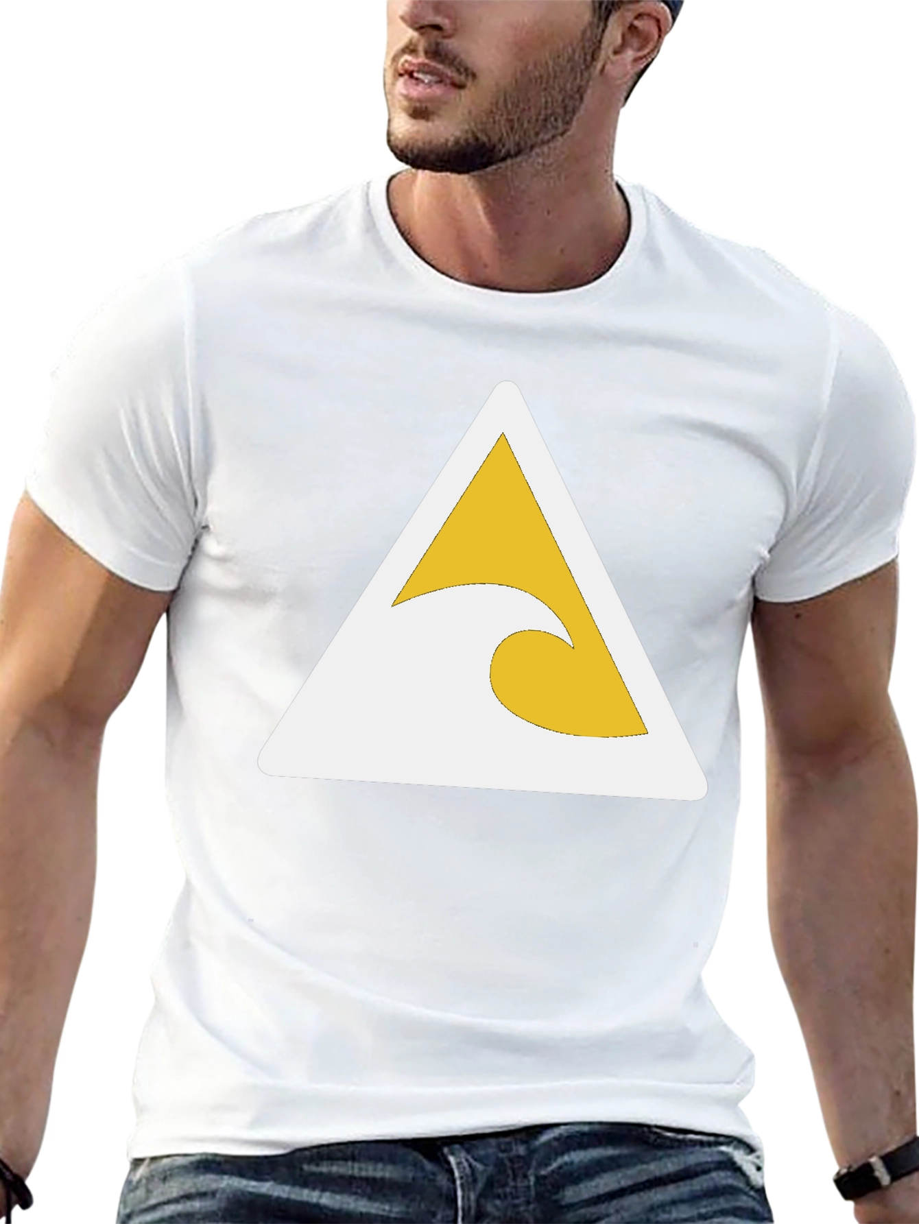 Black T-Shirt with Wave Triangle Graphic