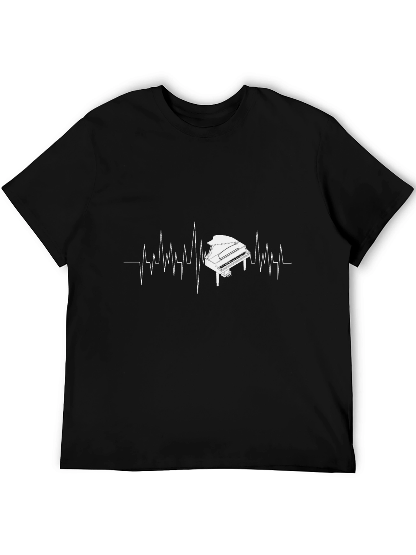Piano Heartbeat Graphic T-Shirt - Black