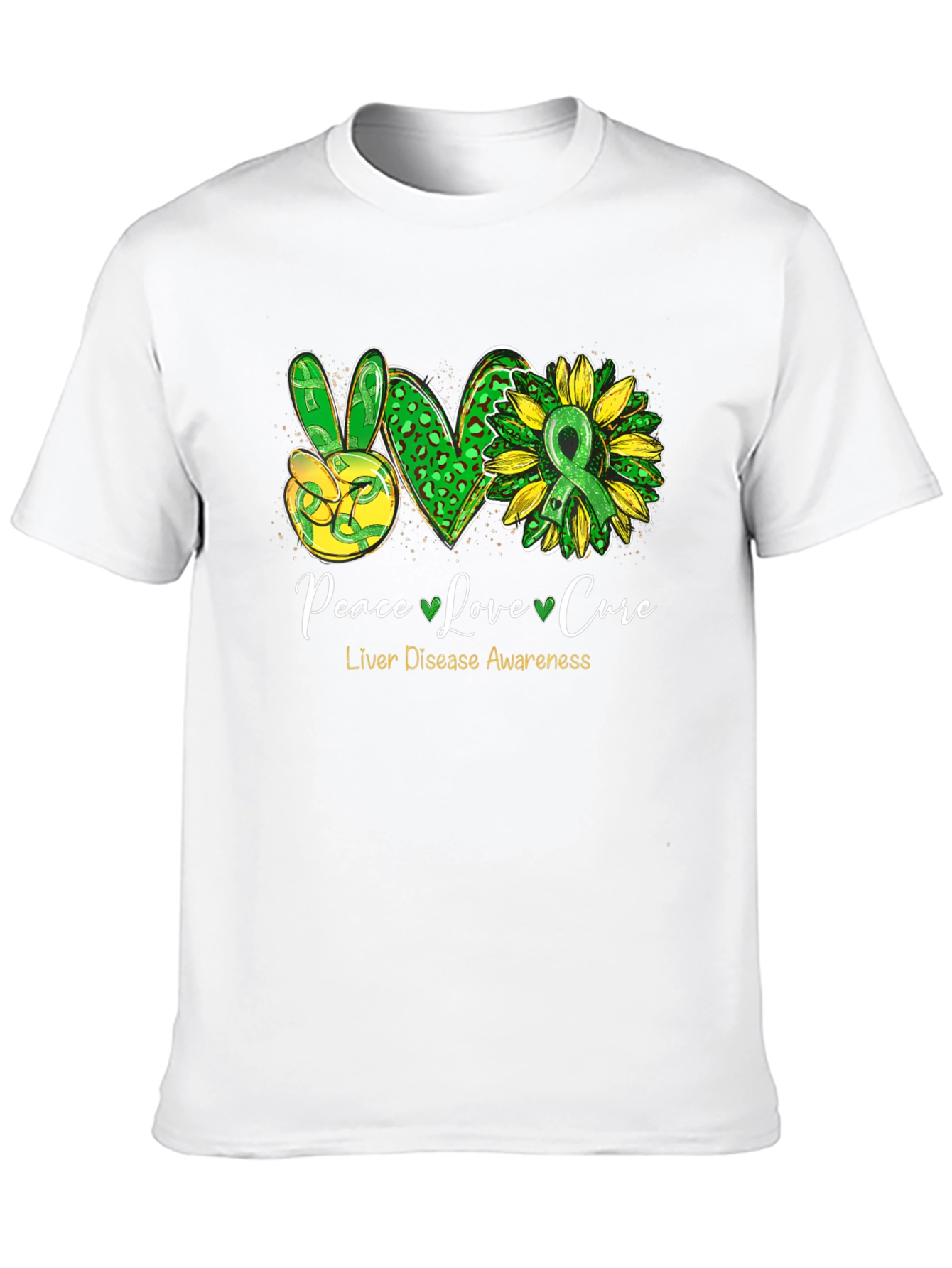 Peace Love Cure Liver Disease Awareness T-Shirt
