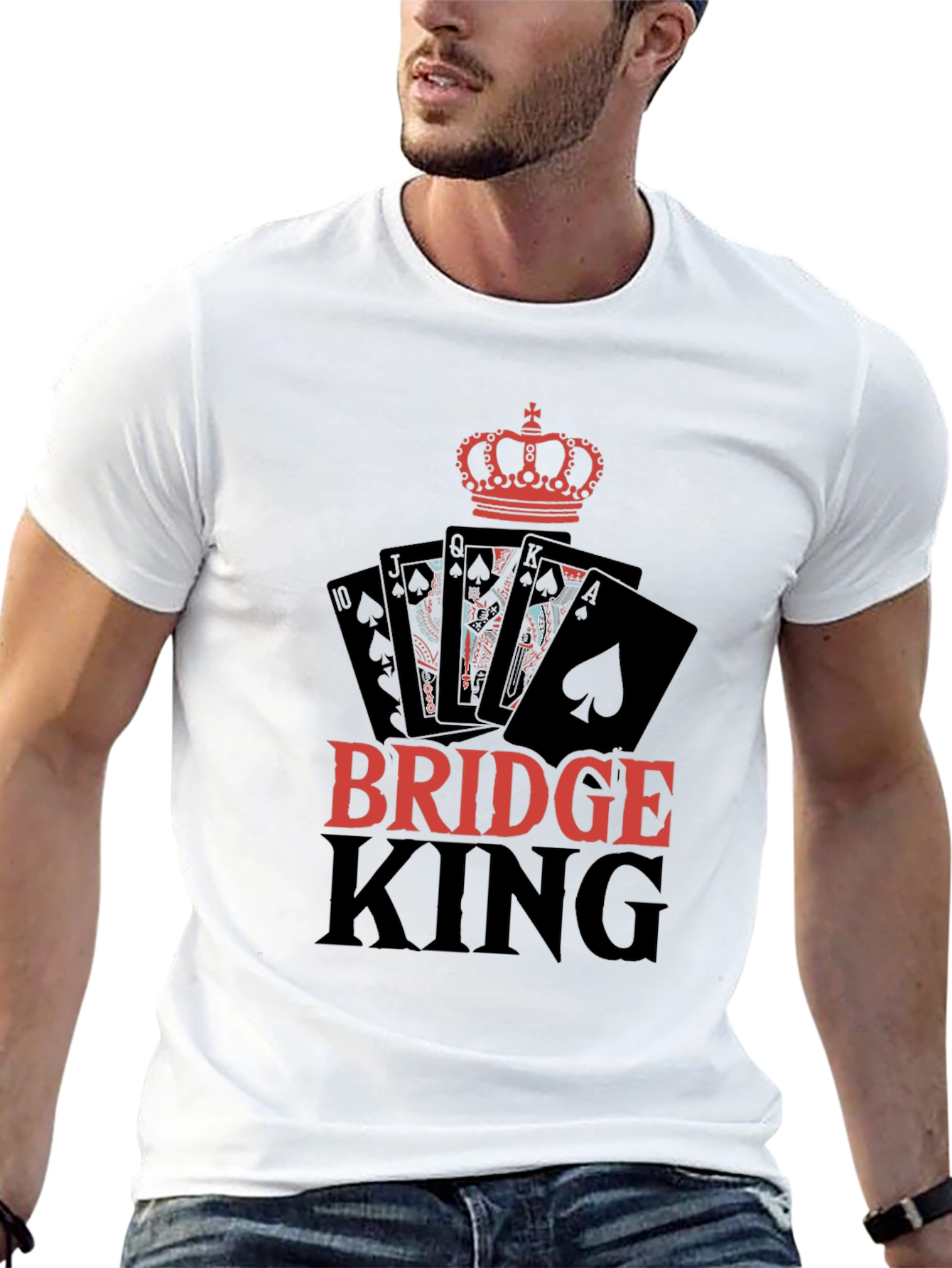 Bridge King Black T-Shirt Card Player Design