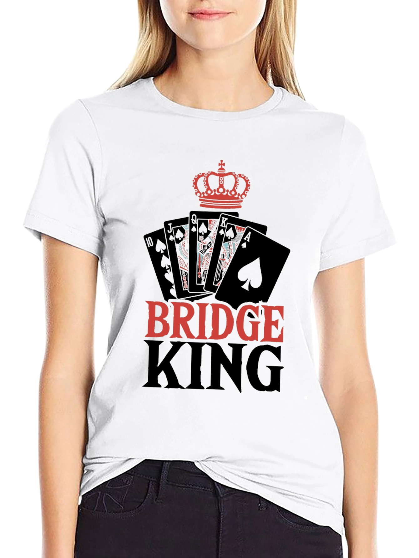 Bridge King Black T-Shirt Card Player Design