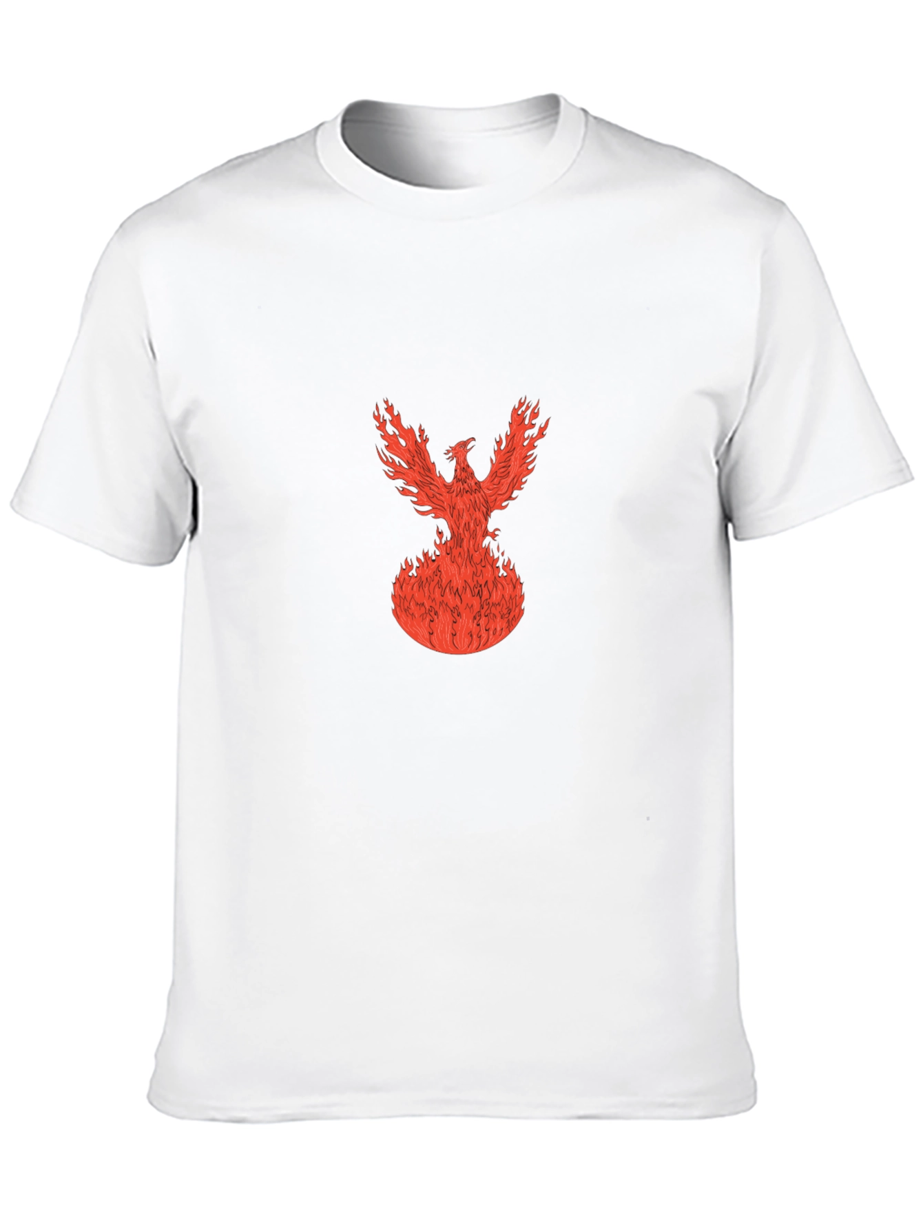 Fiery Phoenix Graphic Tee - Black Cotton