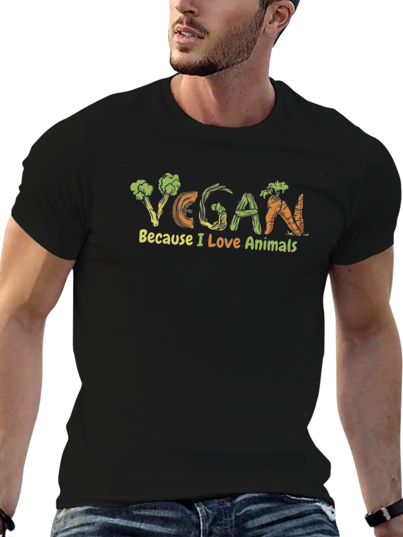 Vegan Love Animals Graphic T-Shirt