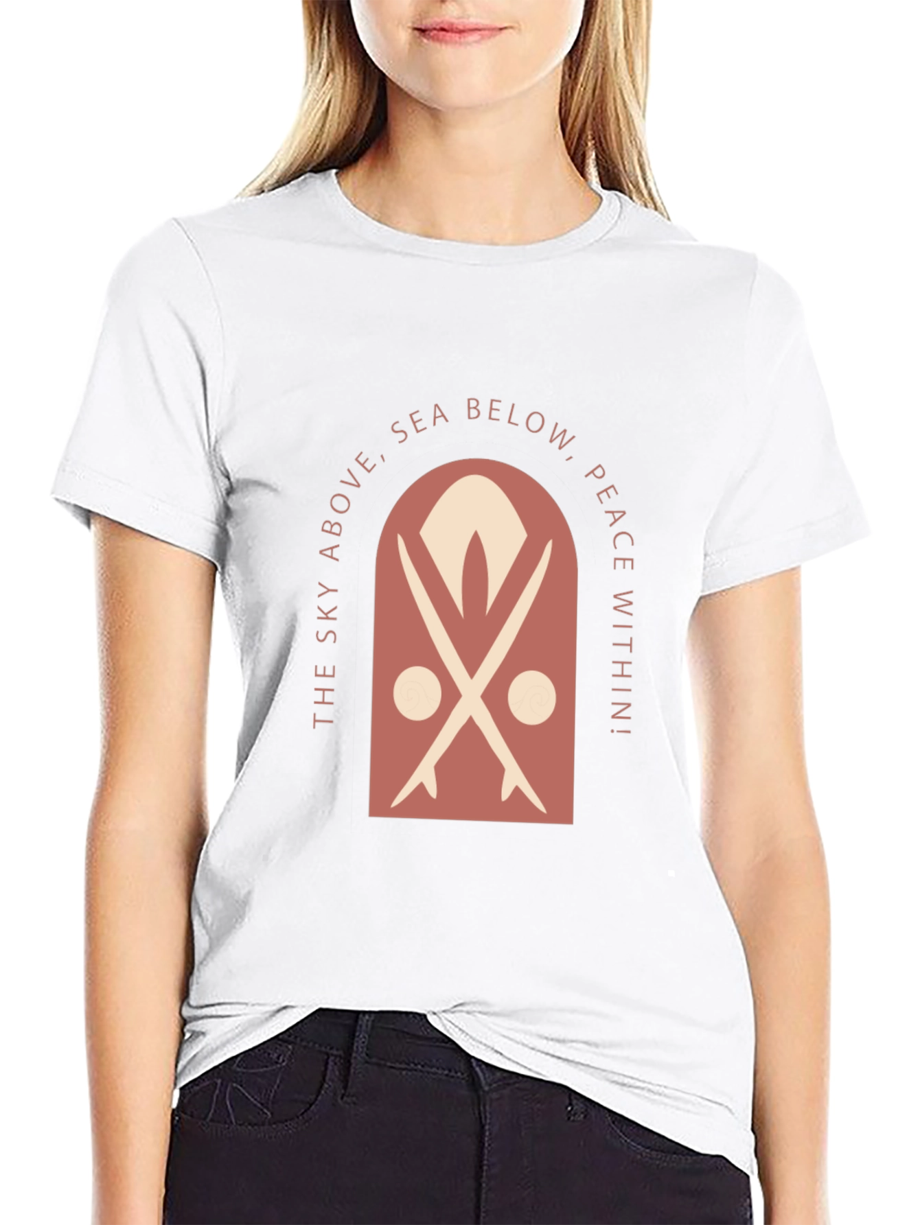 Surfboard Motif Graphic Tee - Sky Above Sea Below
