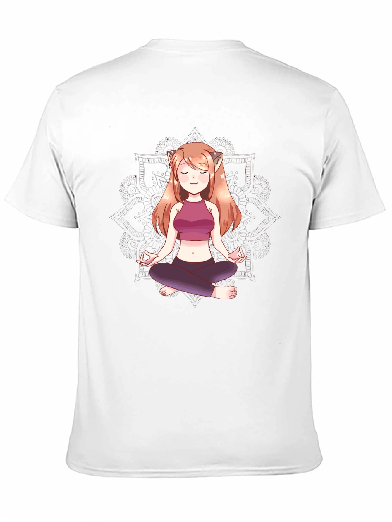 Zen Anime Girl T-Shirt - Meditating Design