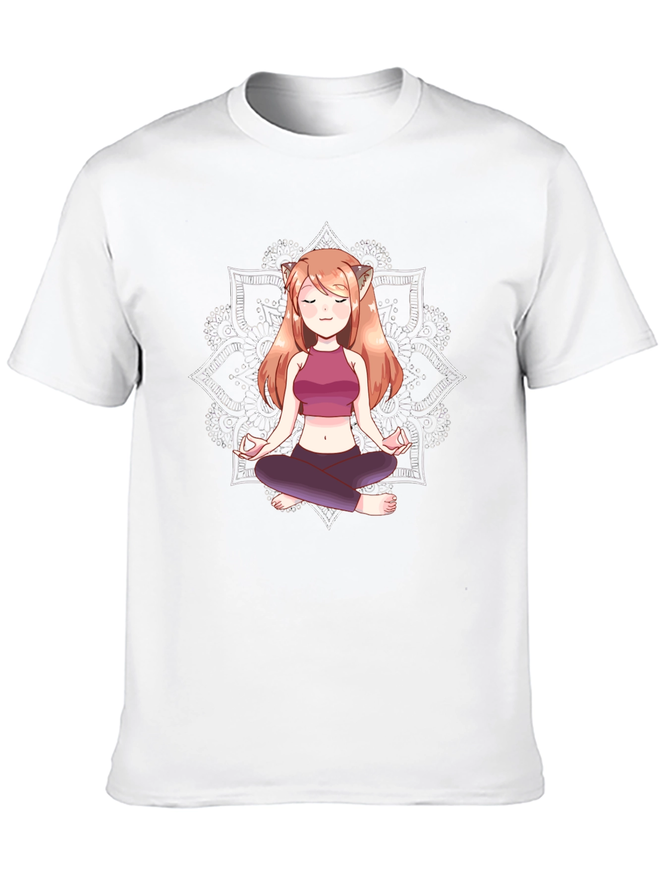 Zen Anime Girl T-Shirt - Meditating Design