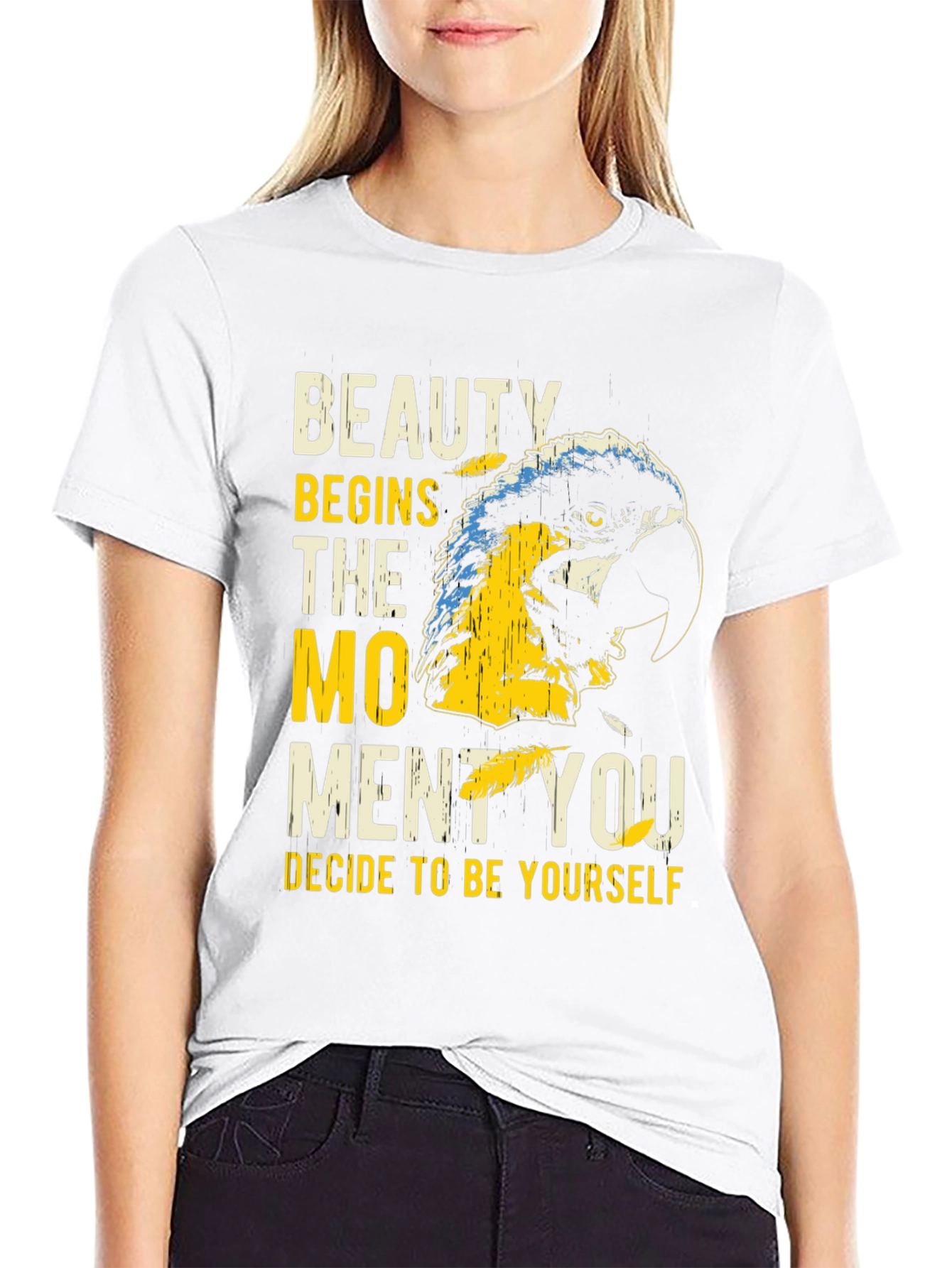 Beauty Begins Parrot Graphic T-Shirt