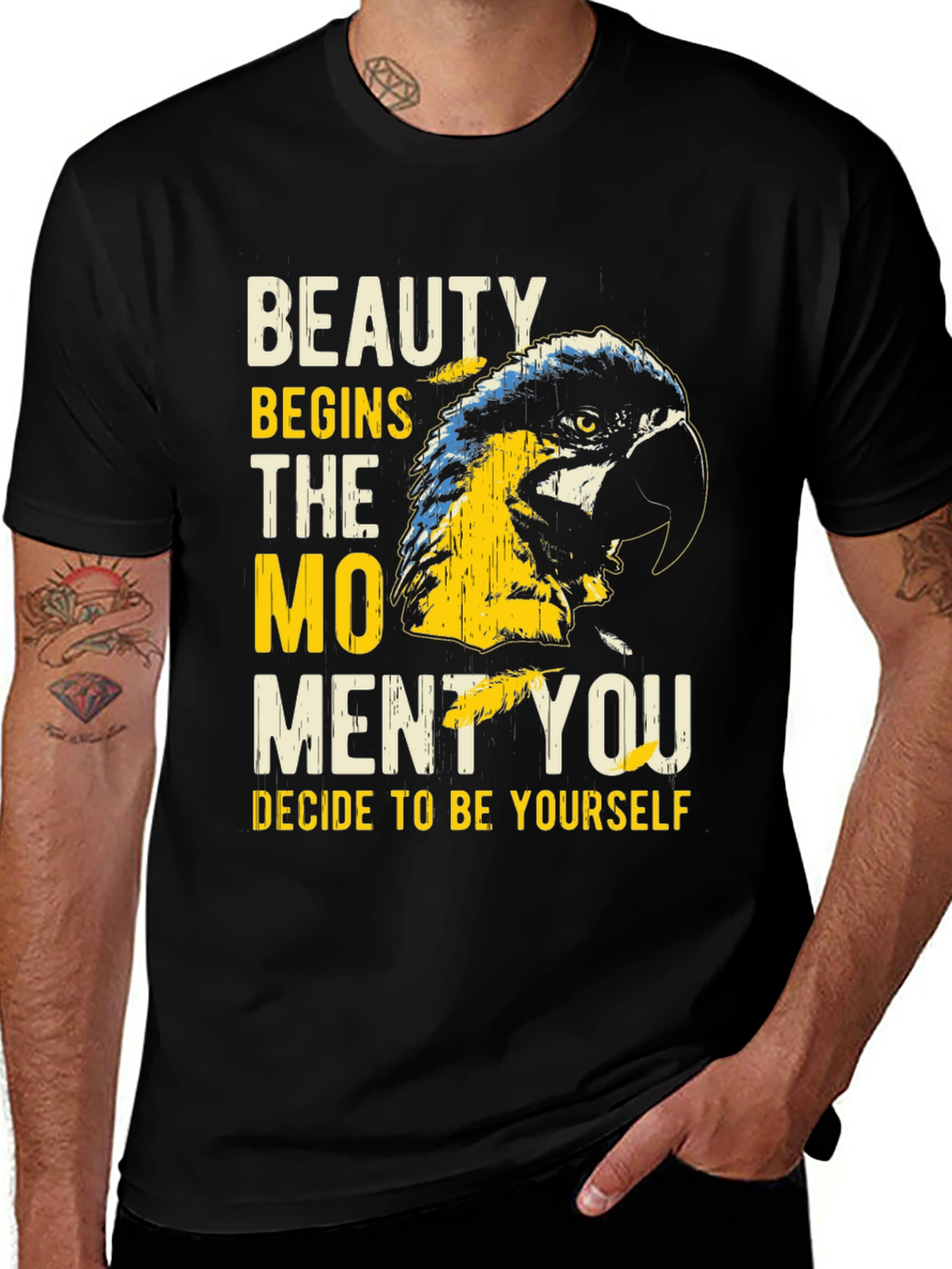 Beauty Begins Parrot Graphic T-Shirt