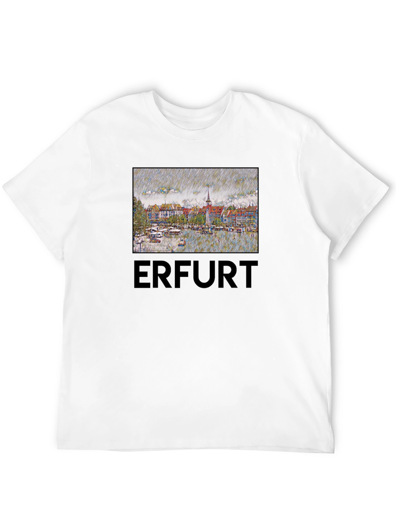 Erfurt Germany T-Shirt - Cityscape Sketch Art