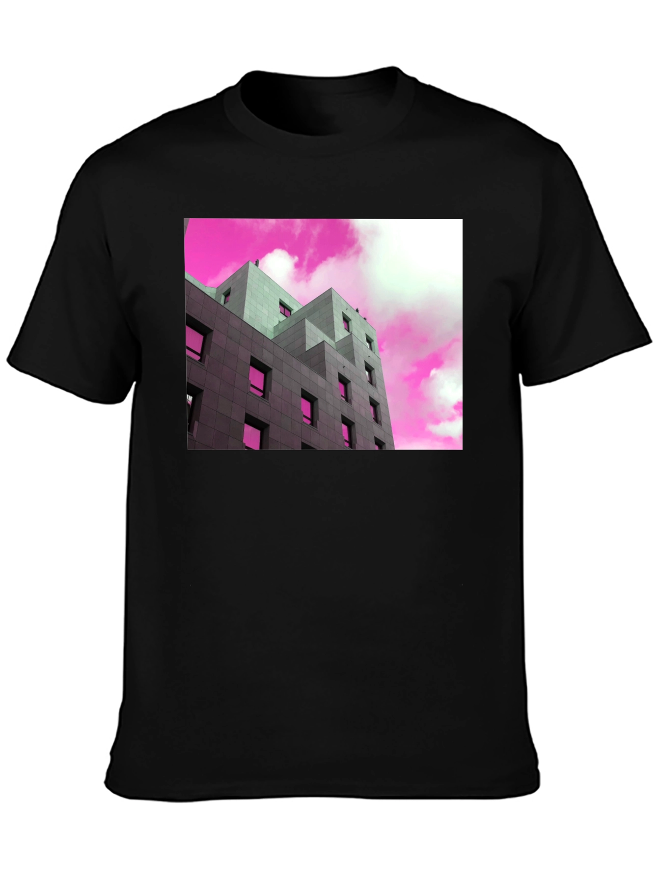 Modern Building Graphic Tee - Trendy Urban Style T-Shirt
