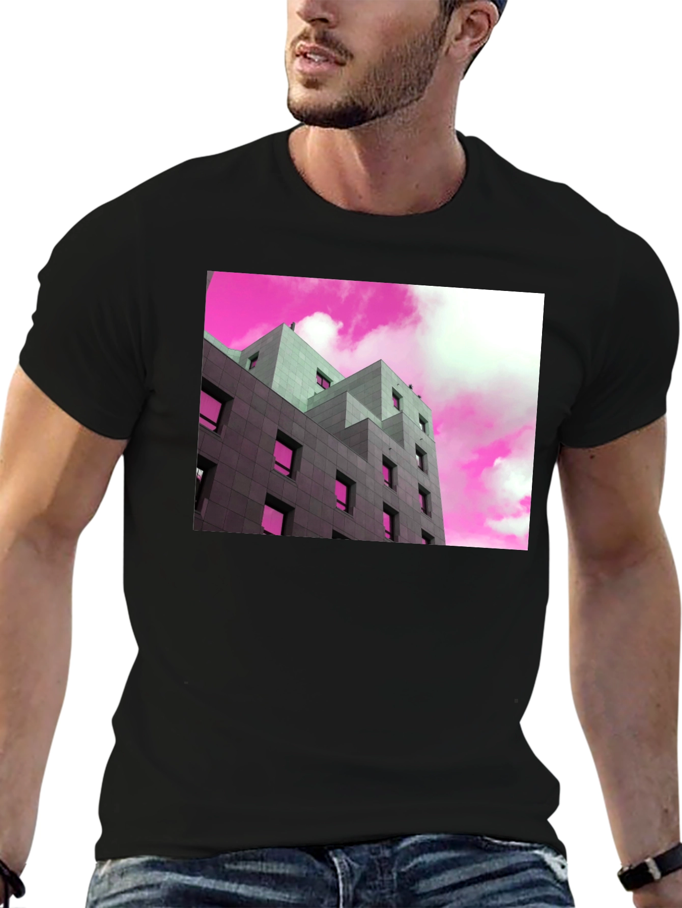 Modern Building Graphic Tee - Trendy Urban Style T-Shirt