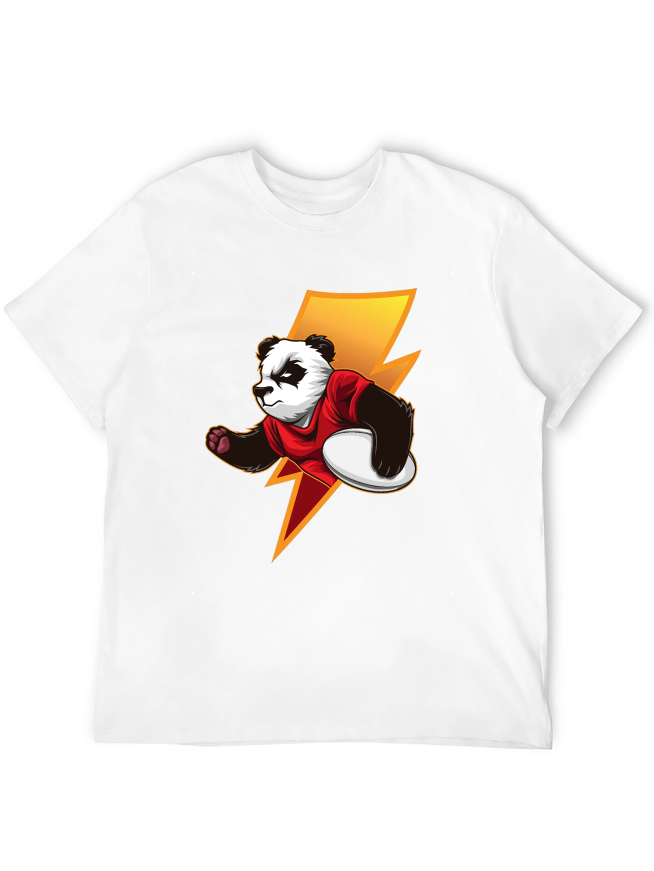 Panda Rugby Player Graphic T-Shirt - Black
