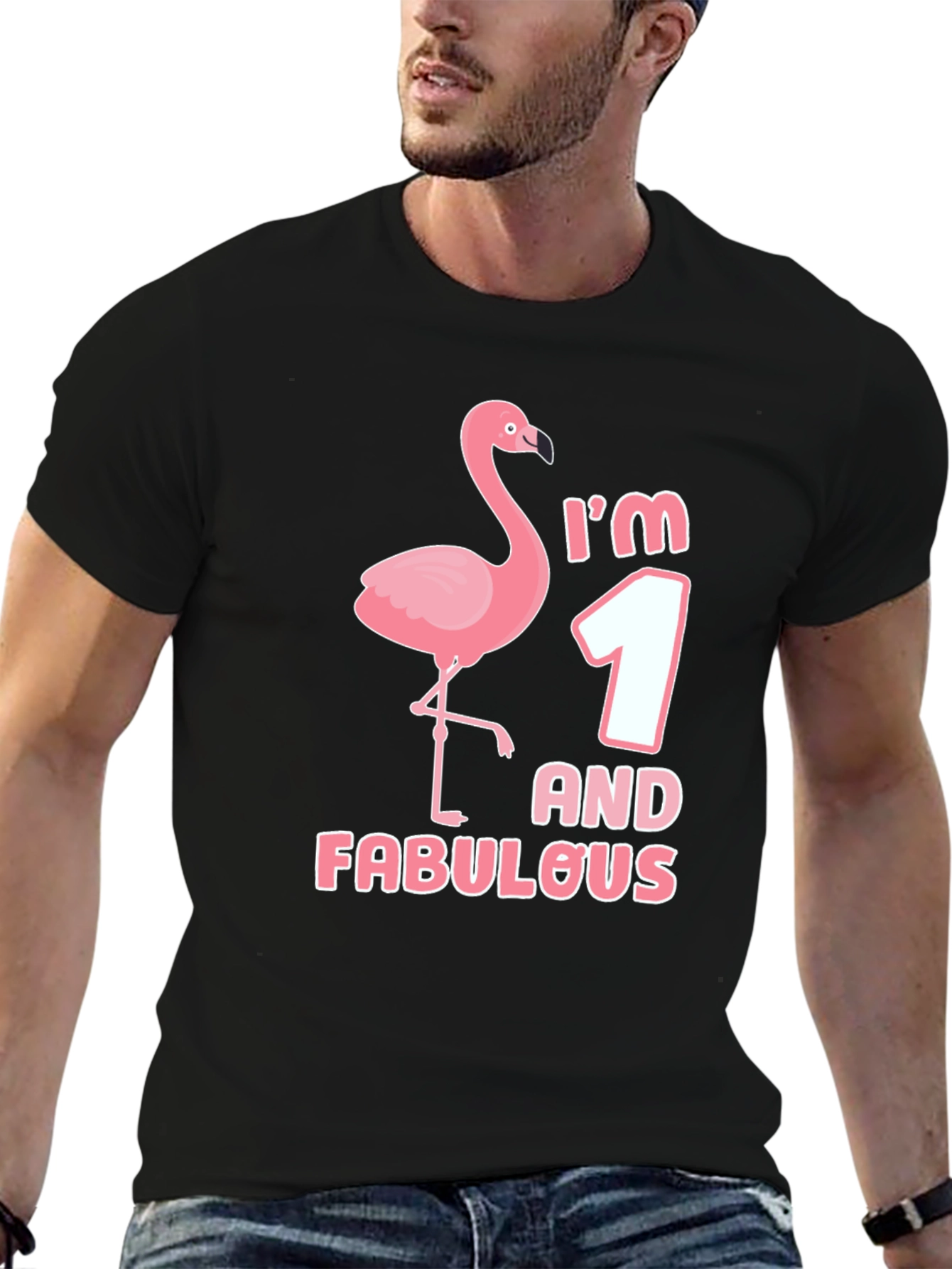 Im One and Fabulous Flamingo Black Graphic Tee