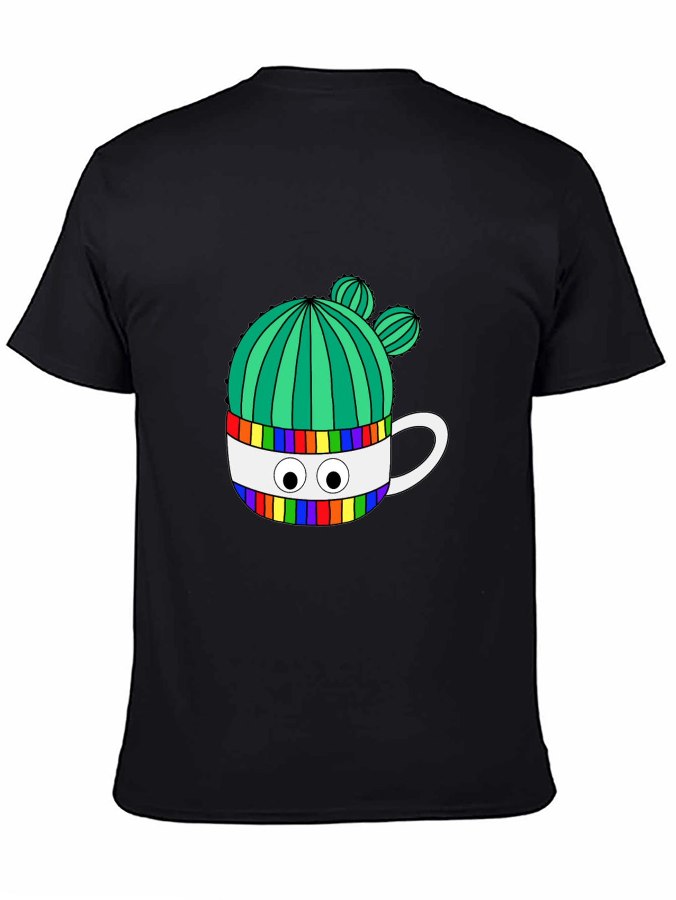 Cactus in Mug Graphic Tee - Stylish Black T-Shirt