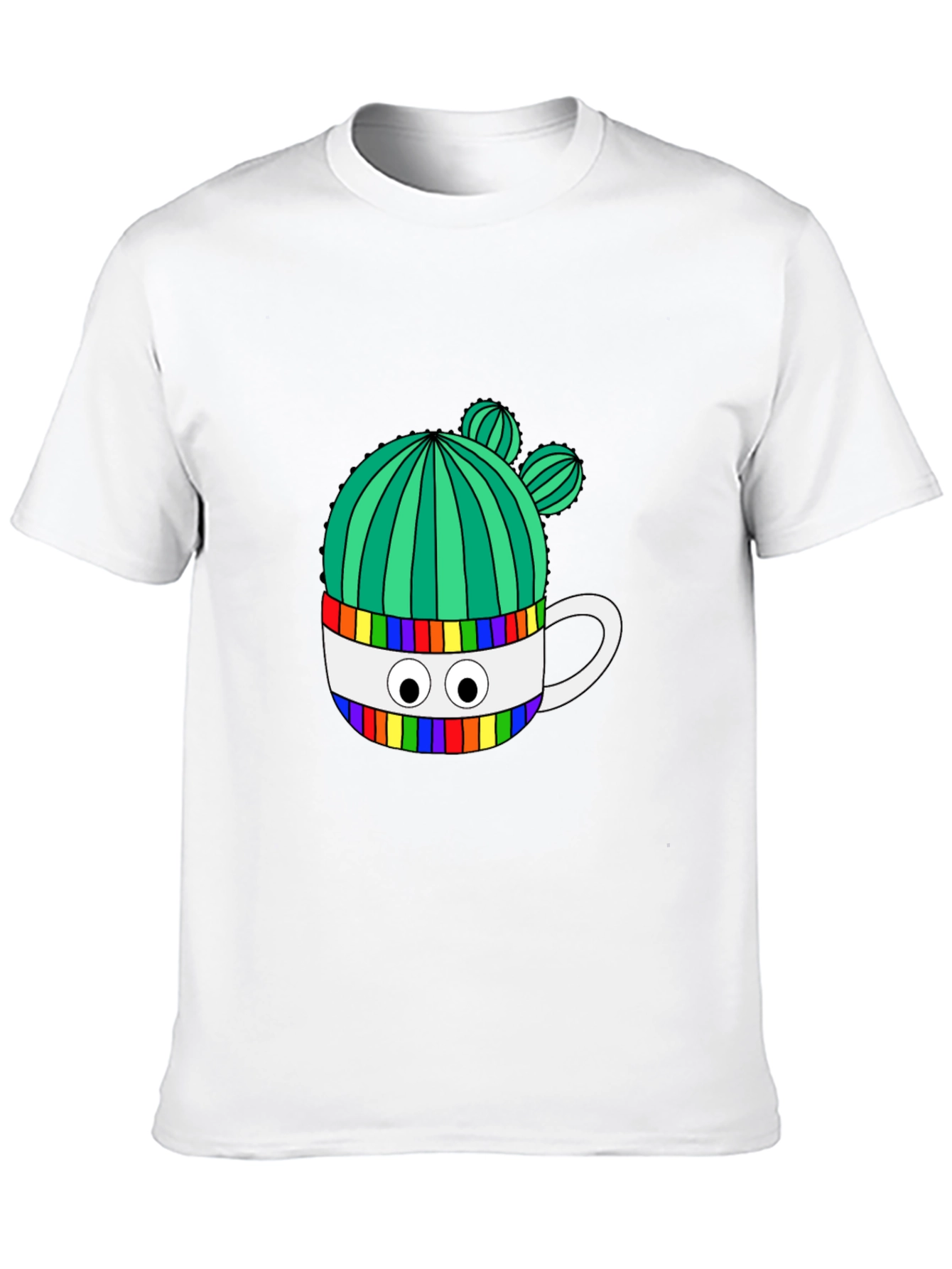 Cactus in Mug Graphic Tee - Stylish Black T-Shirt