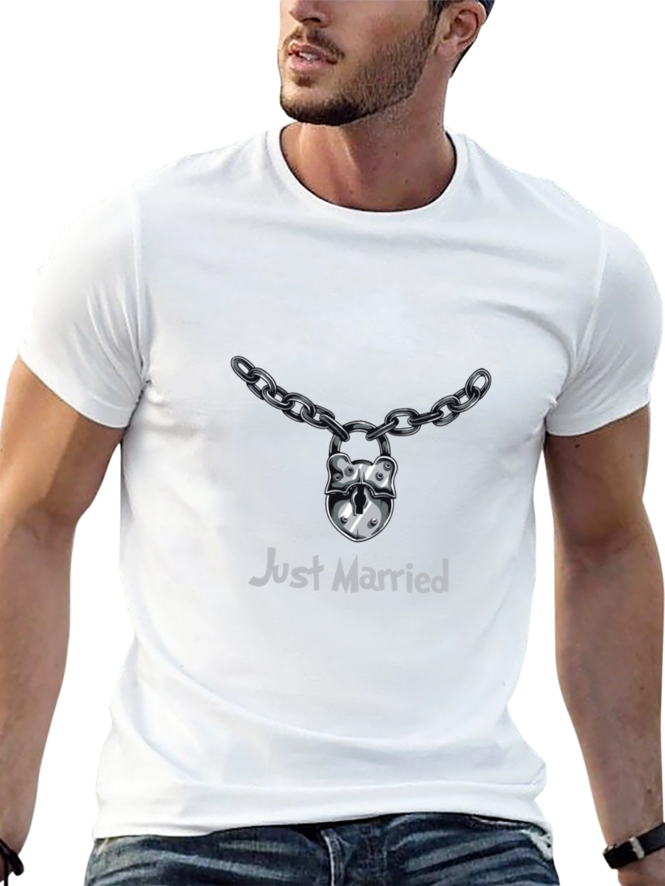 Just Married Lock & Chain T-Shirt - Wedding Gift