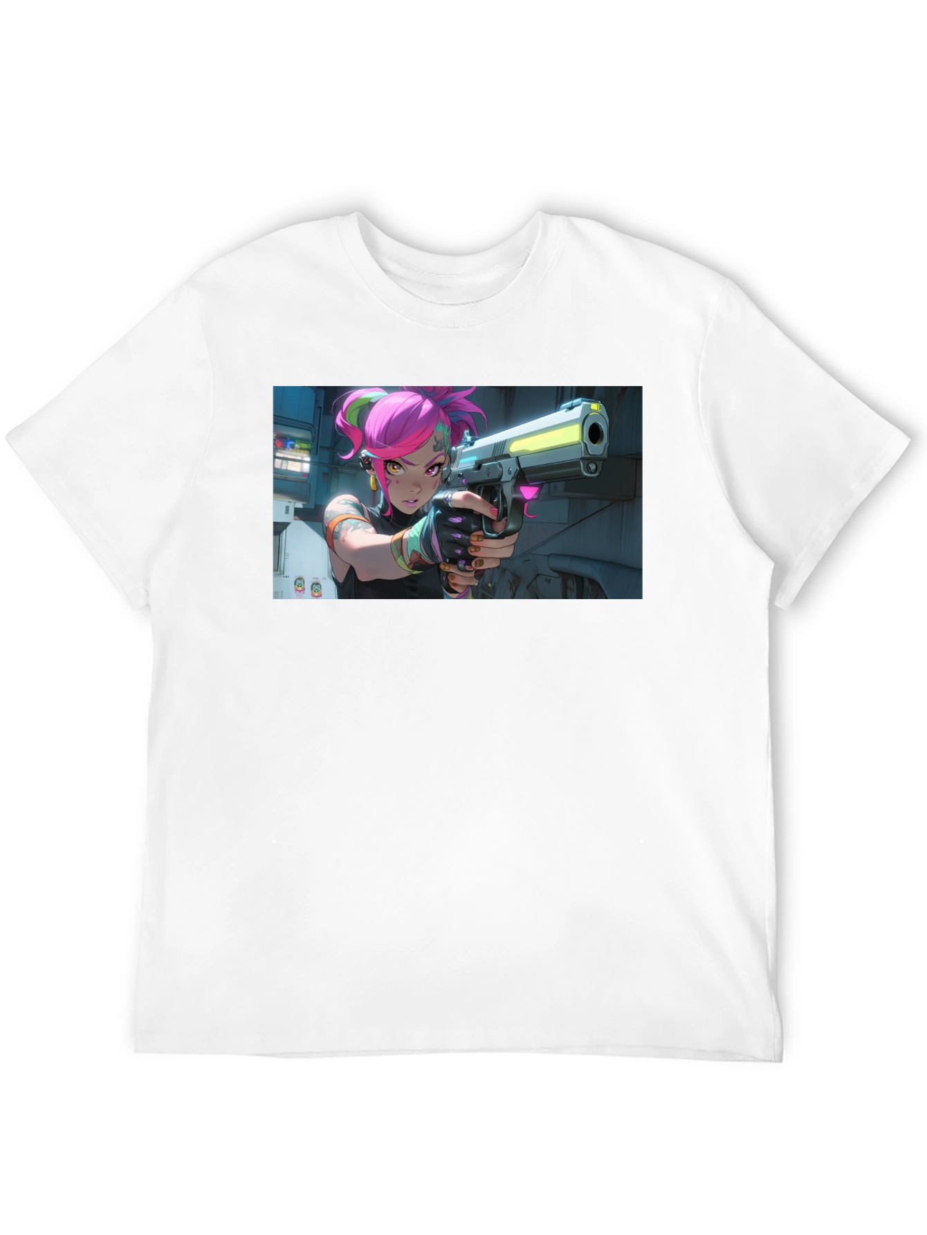 Neon Fury Tee: Edgy Graphic Print Black T-Shirt