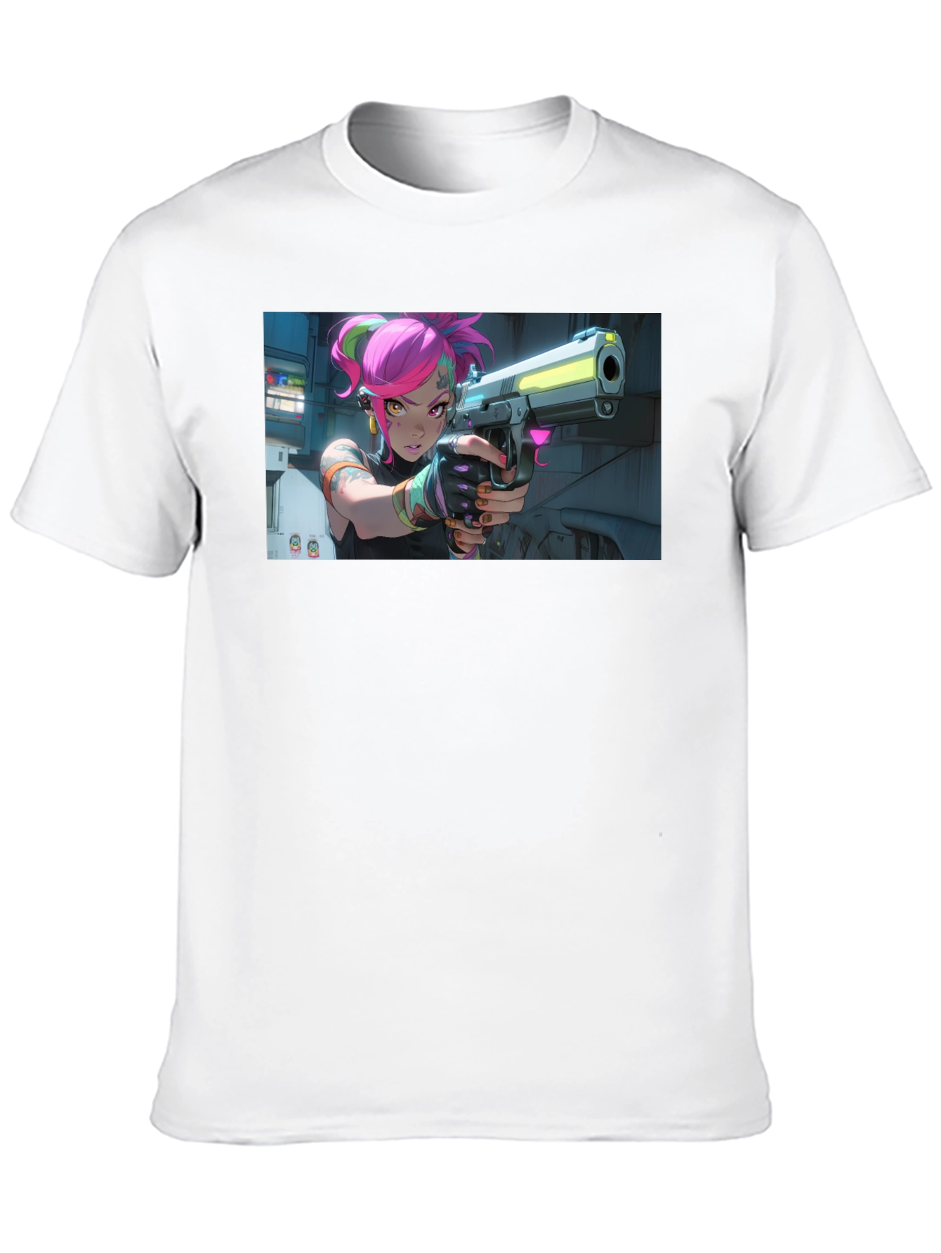 Neon Fury Tee: Edgy Graphic Print Black T-Shirt