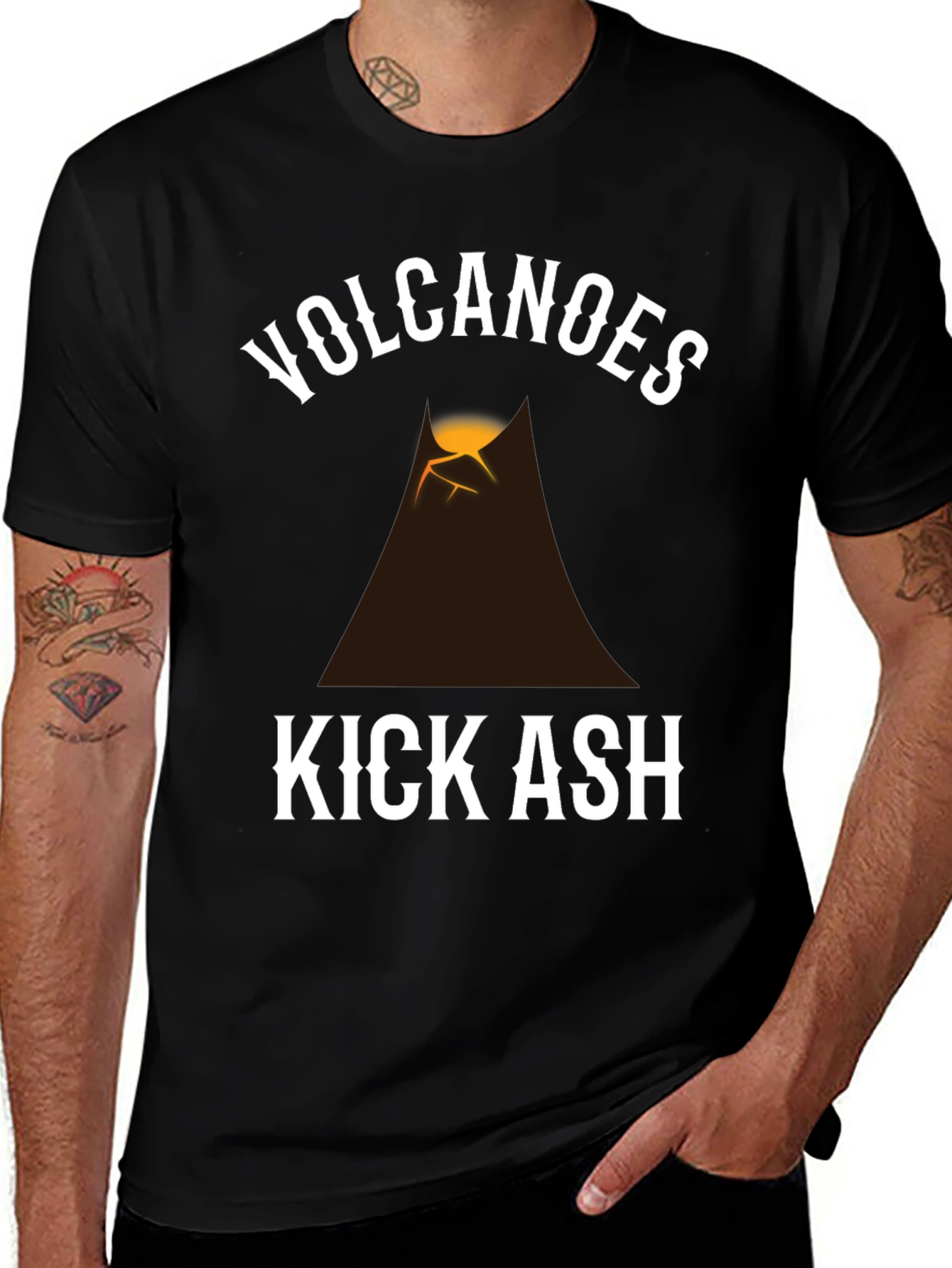Volcanoes Kick Ash Graphic T-Shirt - Black
