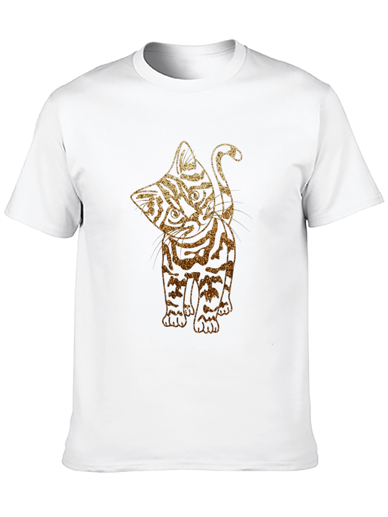 Glitter Cat Graphic Black T-Shirt