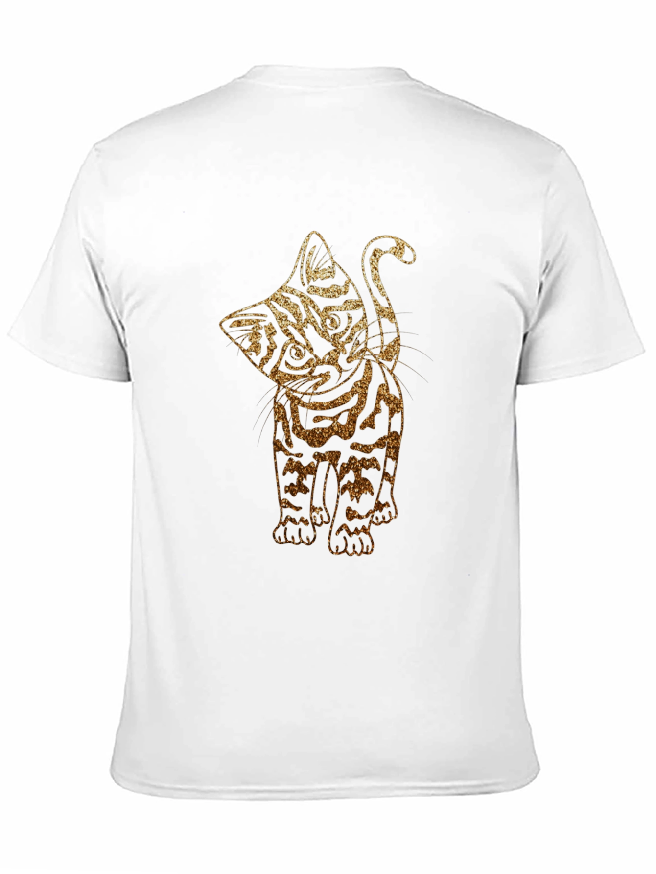 Glitter Cat Graphic Black T-Shirt