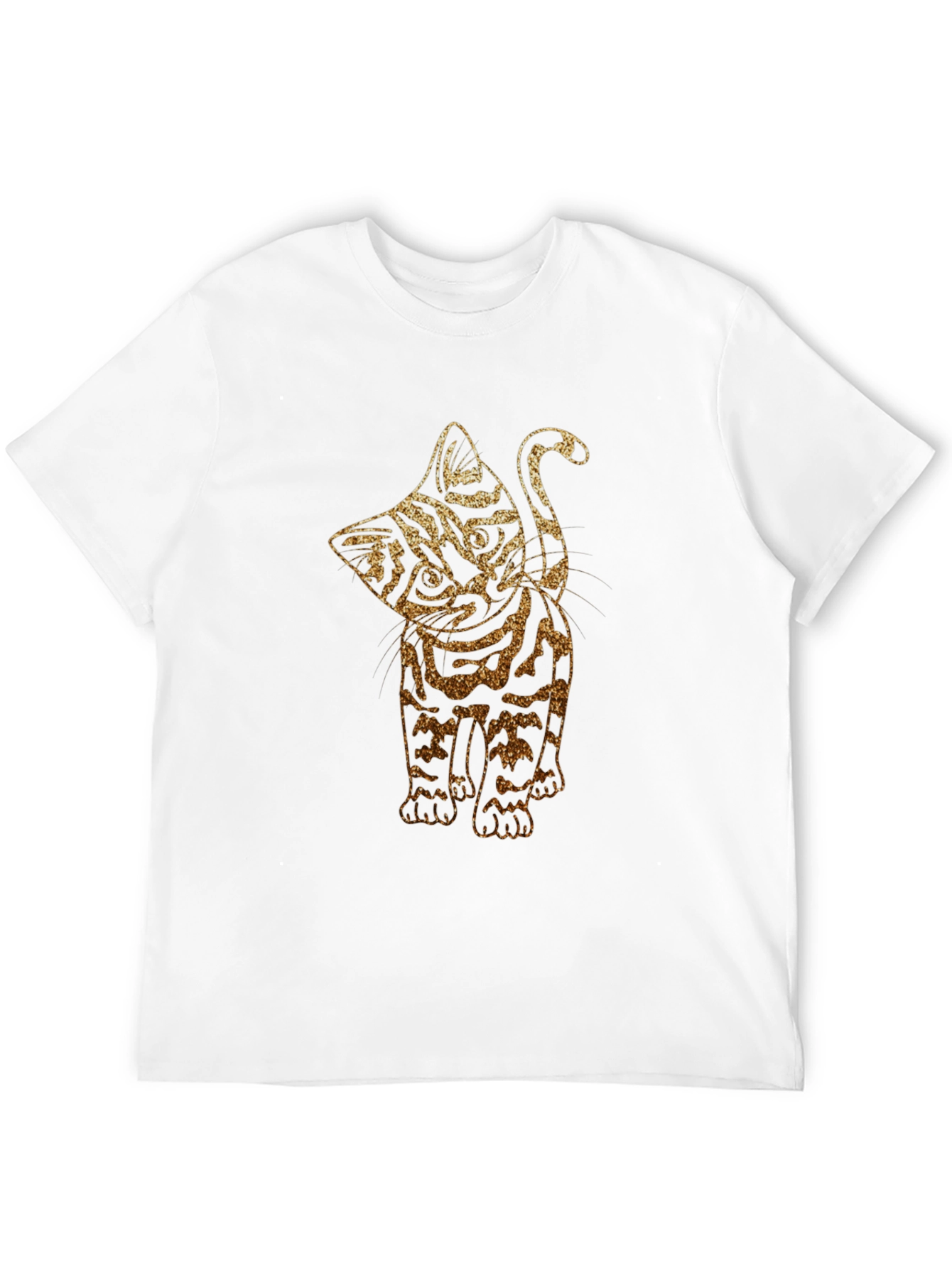 Glitter Cat Graphic Black T-Shirt