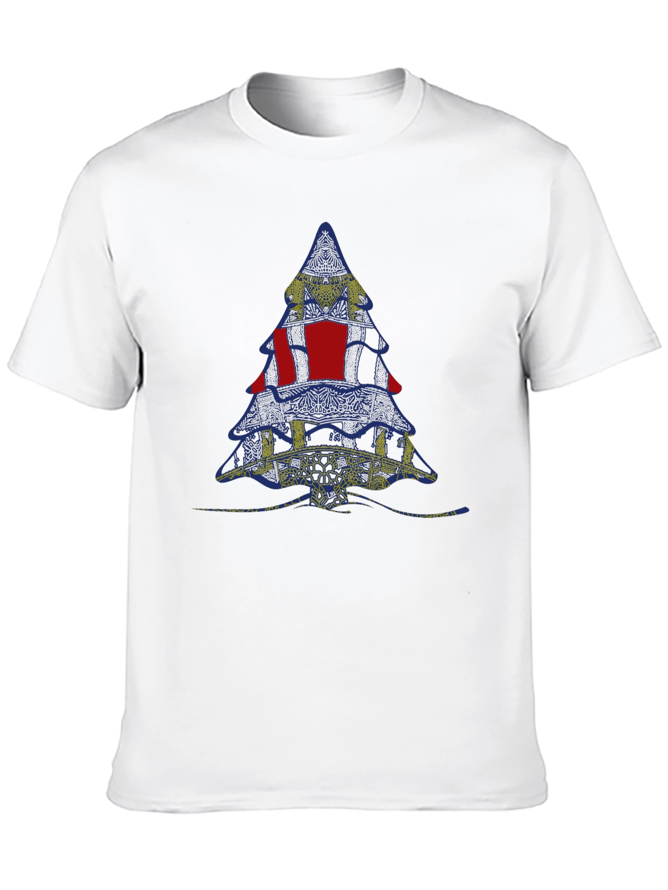 Abstract Christmas Tree Graphic Tee - Black