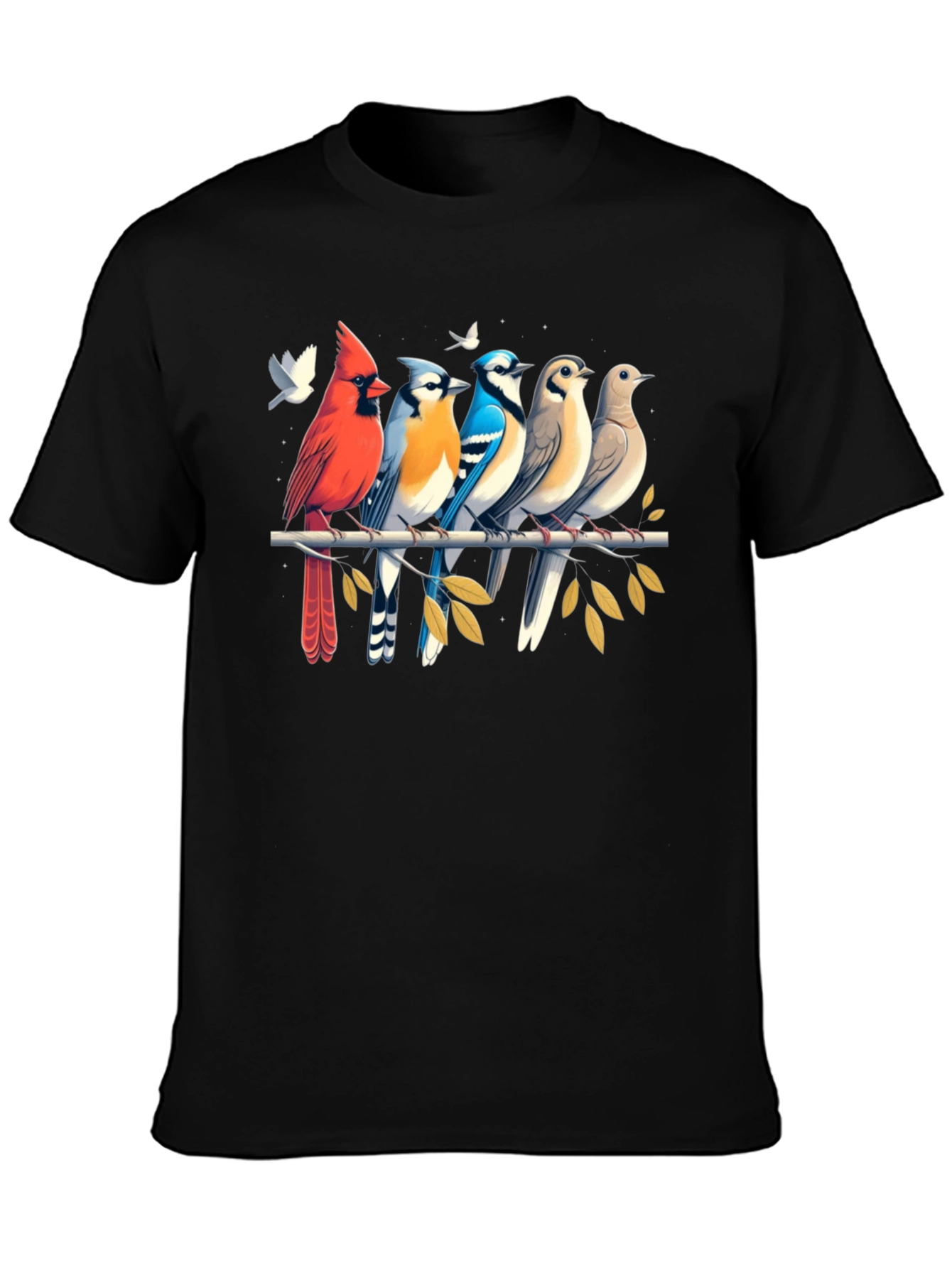 Birds on Branch Graphic Tee - Black