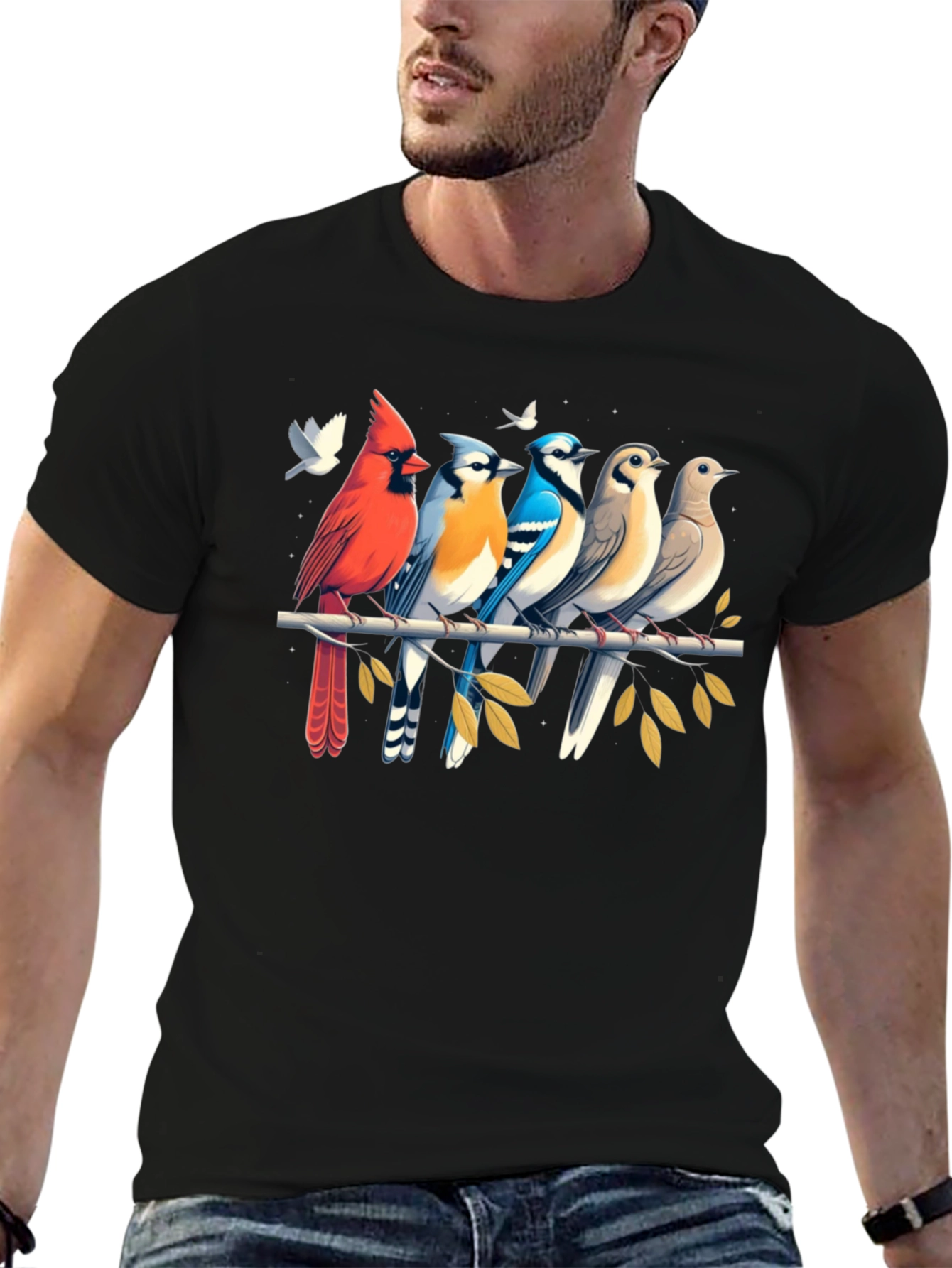 Birds on Branch Graphic Tee - Black