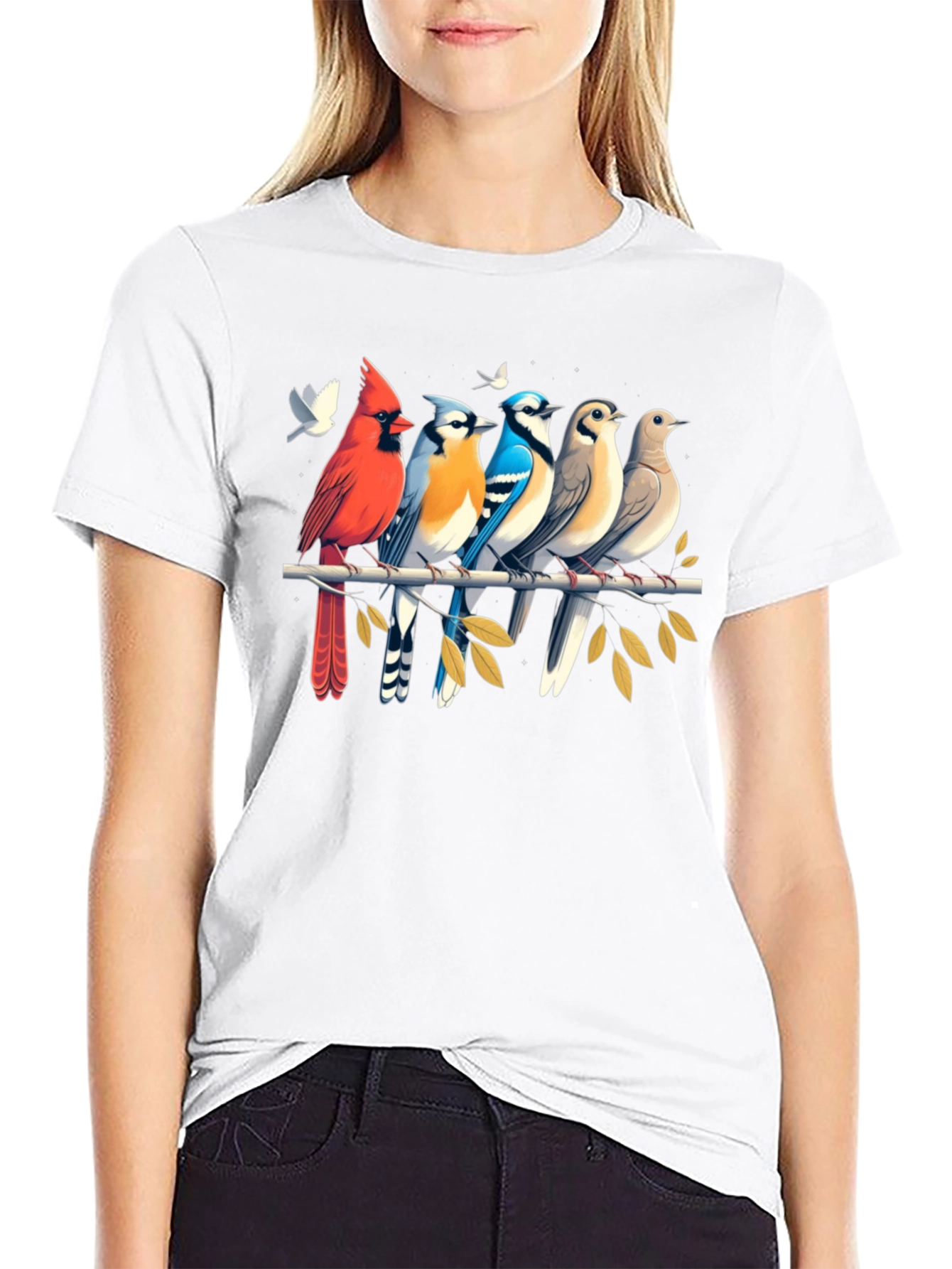 Birds on Branch Graphic Tee - Black