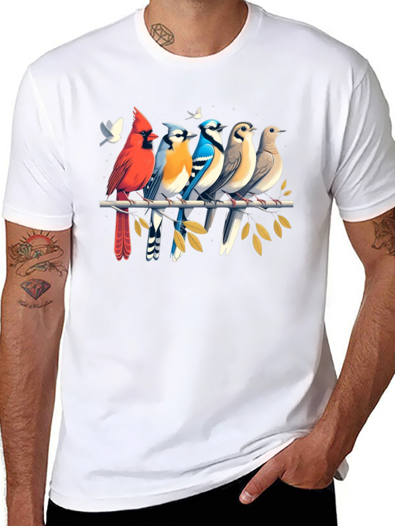 Birds on Branch Graphic Tee - Black