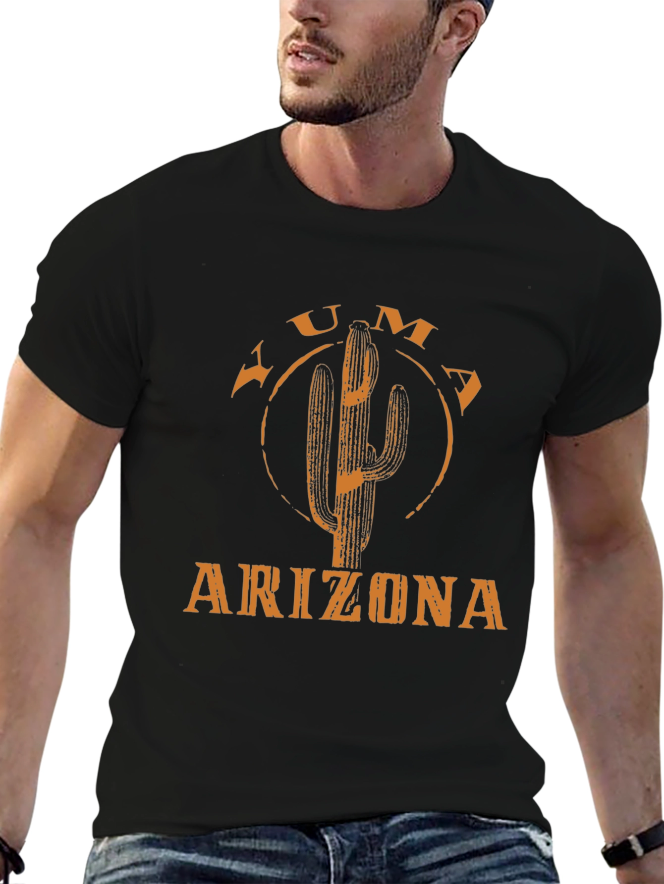 Yuma Arizona Cactus Graphic Tee - Black Cotton T-Shirt