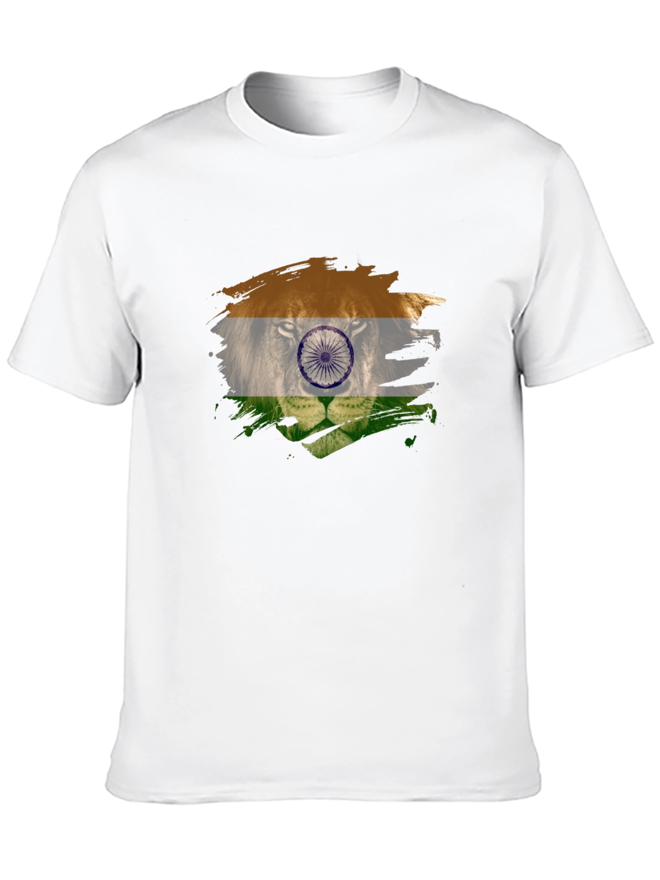 Indian Flag Lion Graphic Black T-Shirt