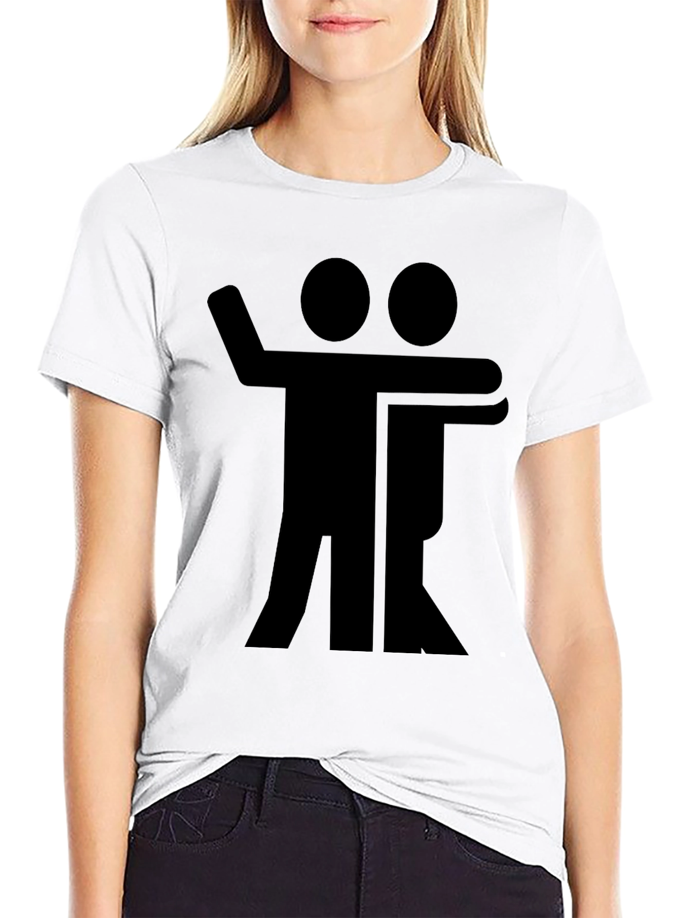 Black Graphic Tee - Hugging Figures Design