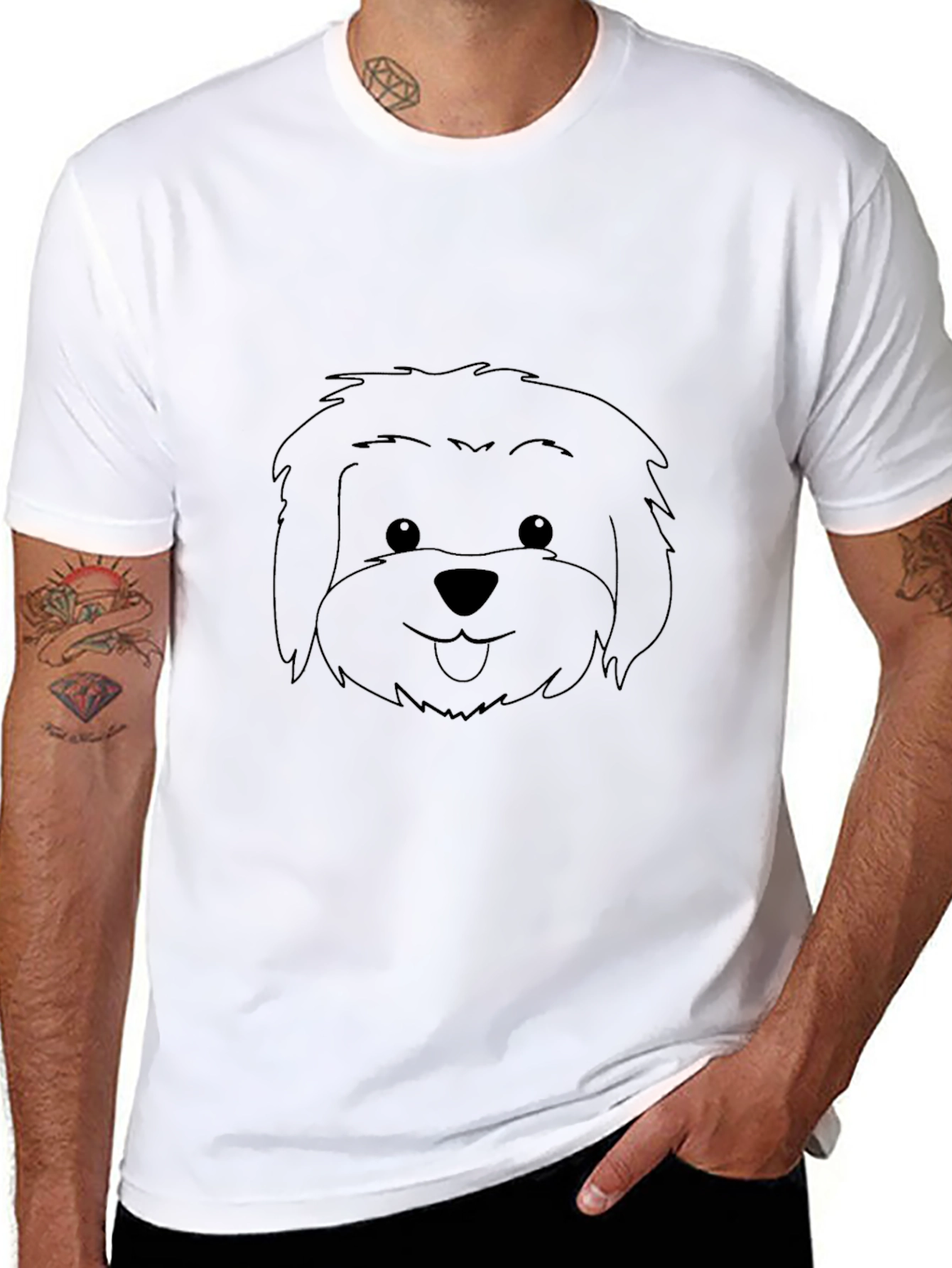 Cute Dog Graphic Tee - Black