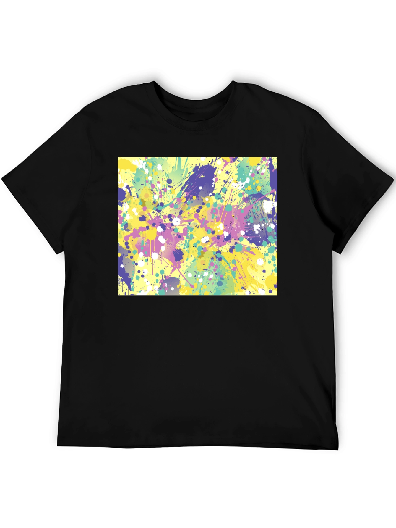 Abstract Splatter Art Black T-Shirt
