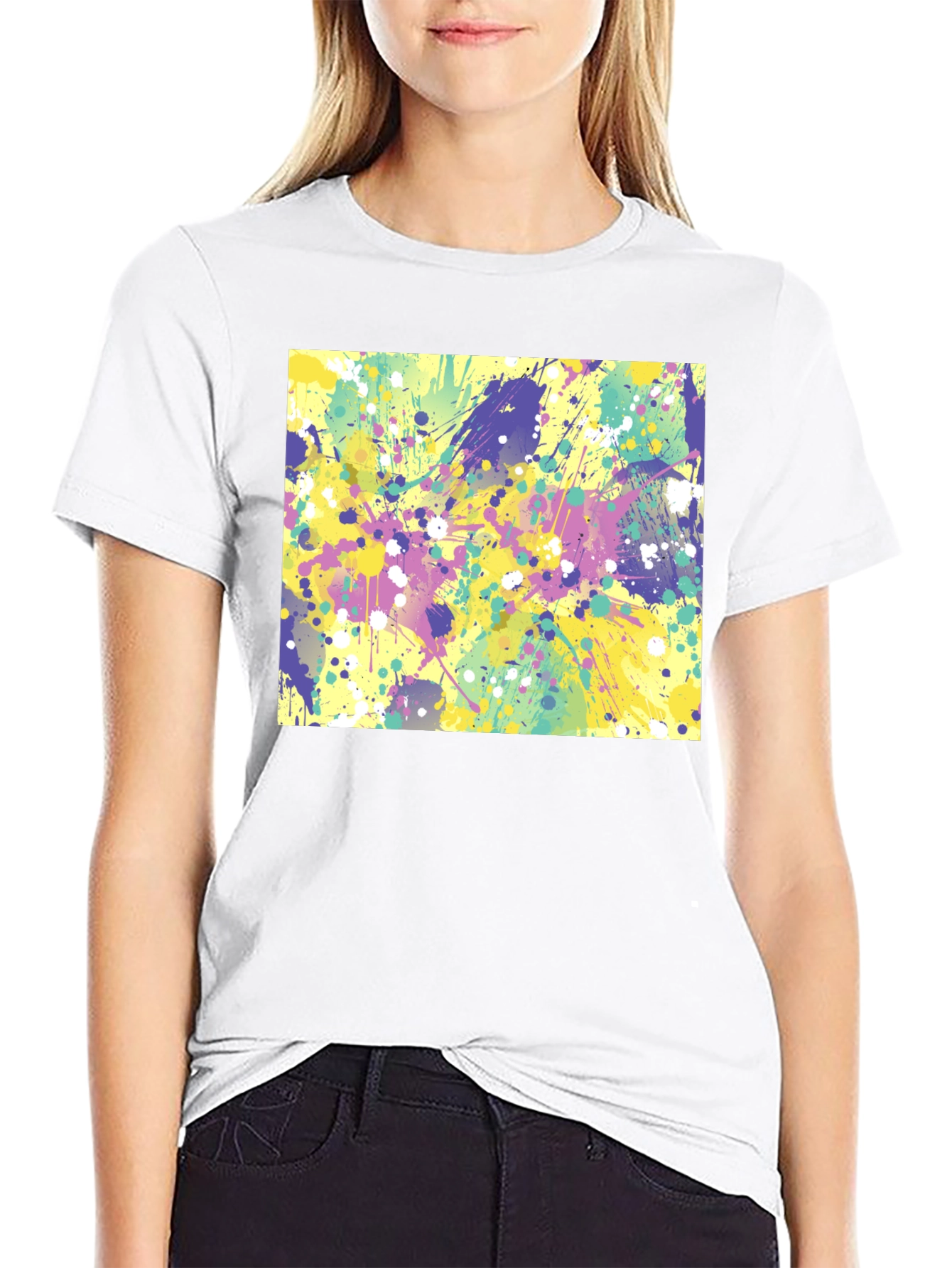 Abstract Splatter Art Black T-Shirt