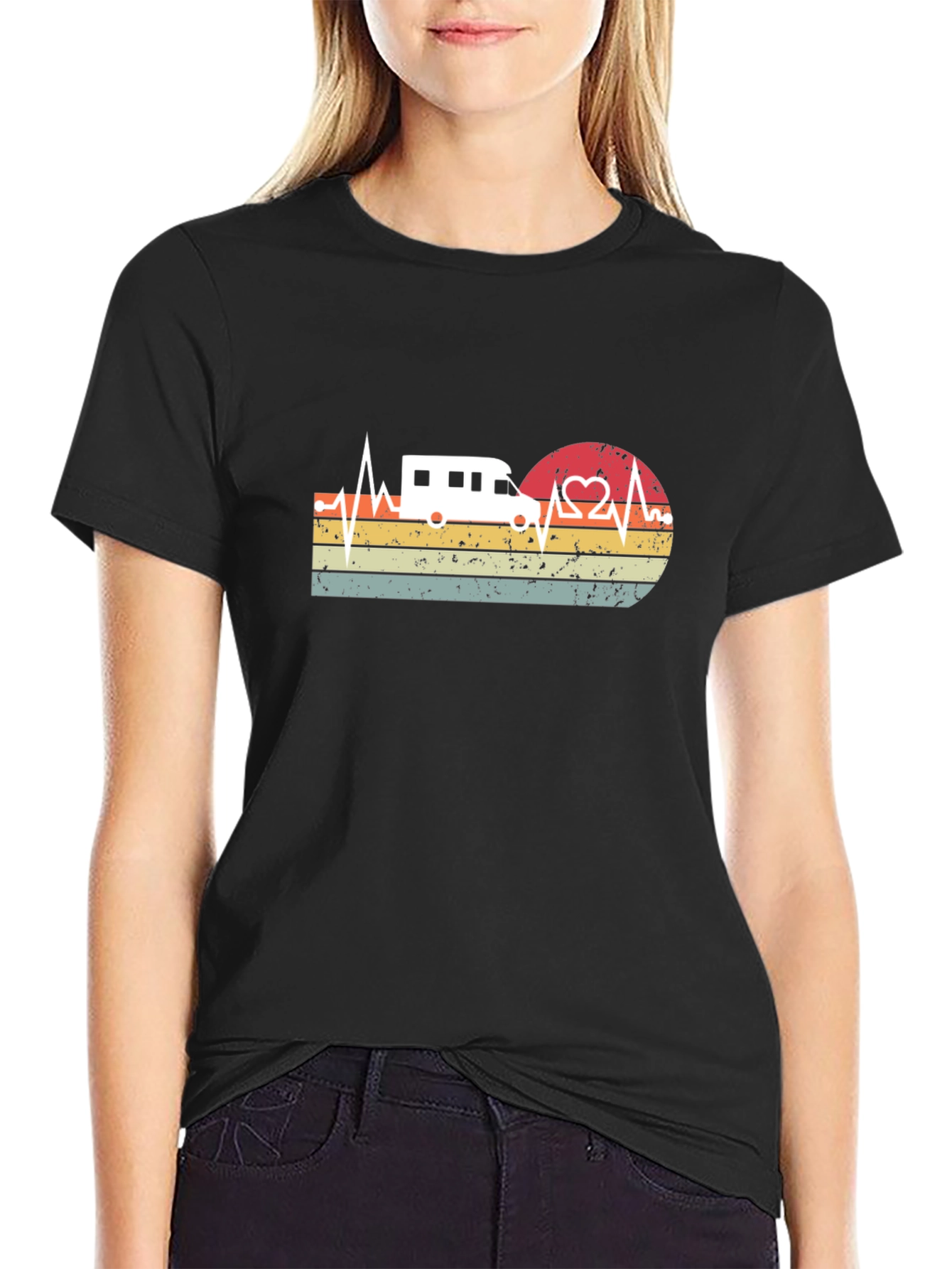 Retro Camping RV Heartbeat T-Shirt