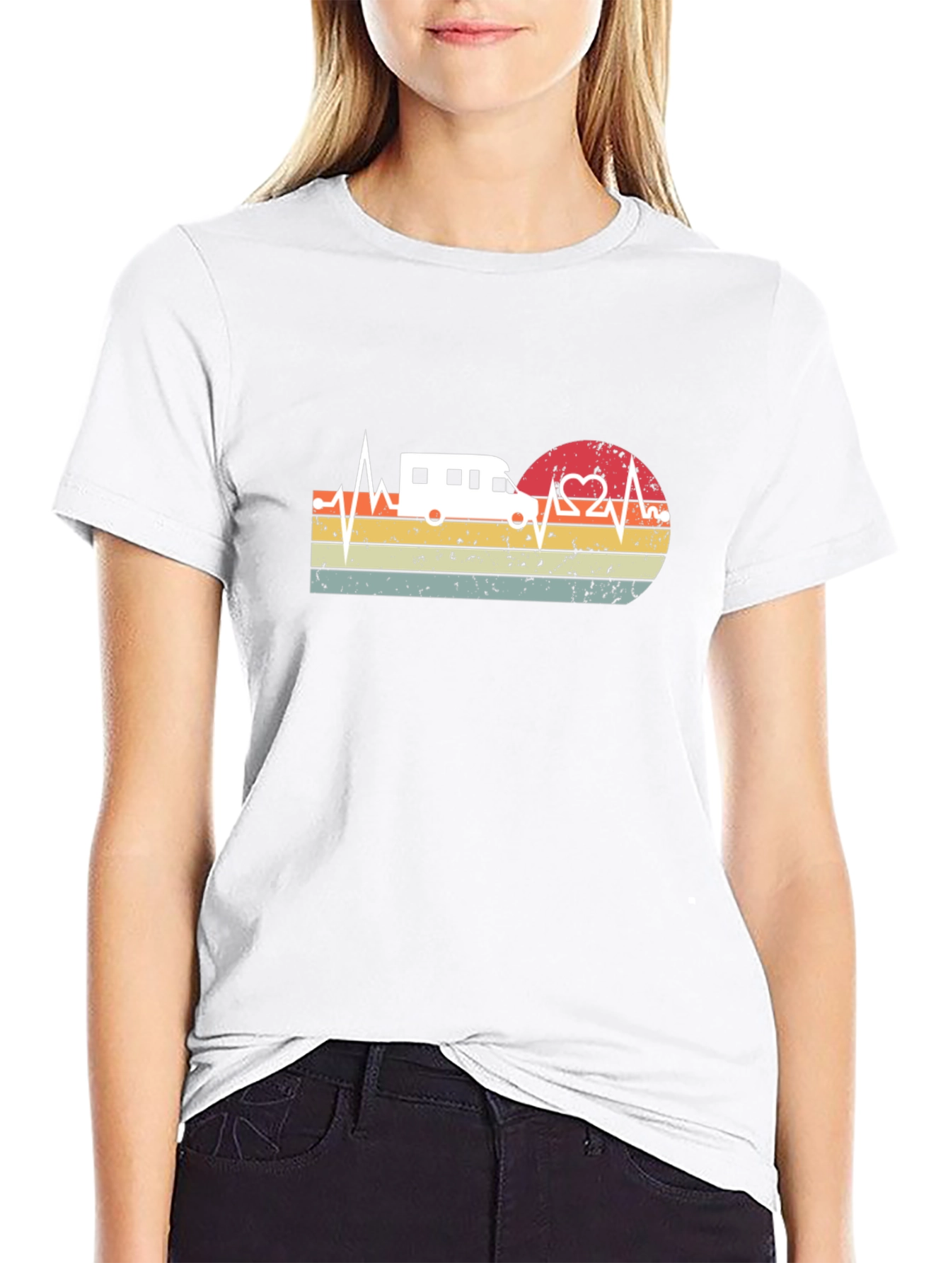 Retro Camping RV Heartbeat T-Shirt