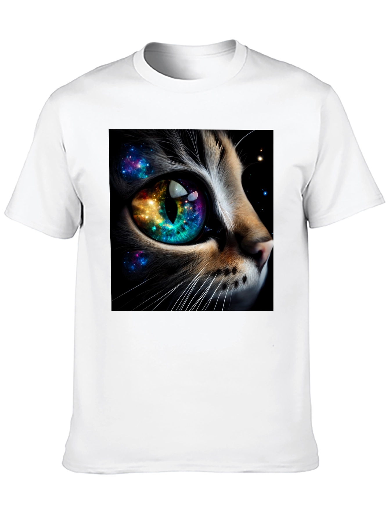 Cosmic Cat Eye T-Shirt - Unique Galaxy Design