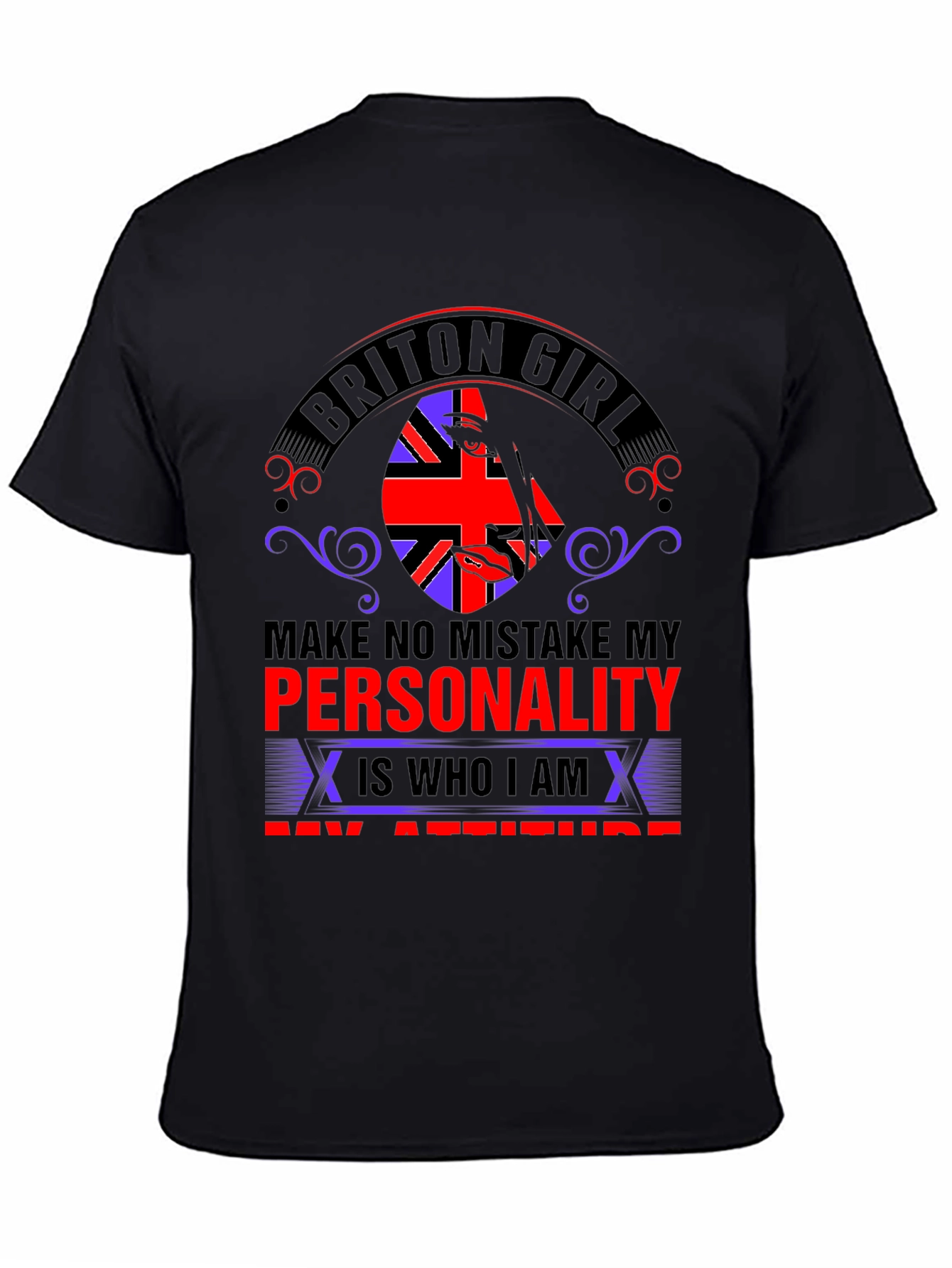 Briton Girl Personality Graphic Tee - Black