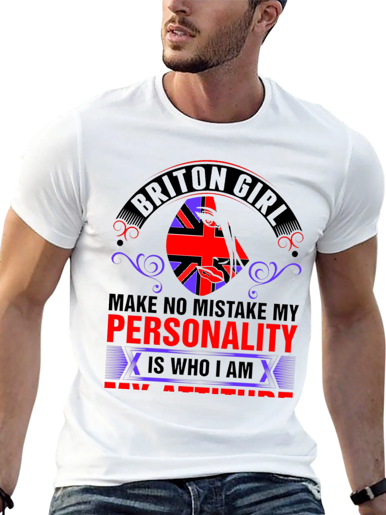 Briton Girl Personality Graphic Tee - Black