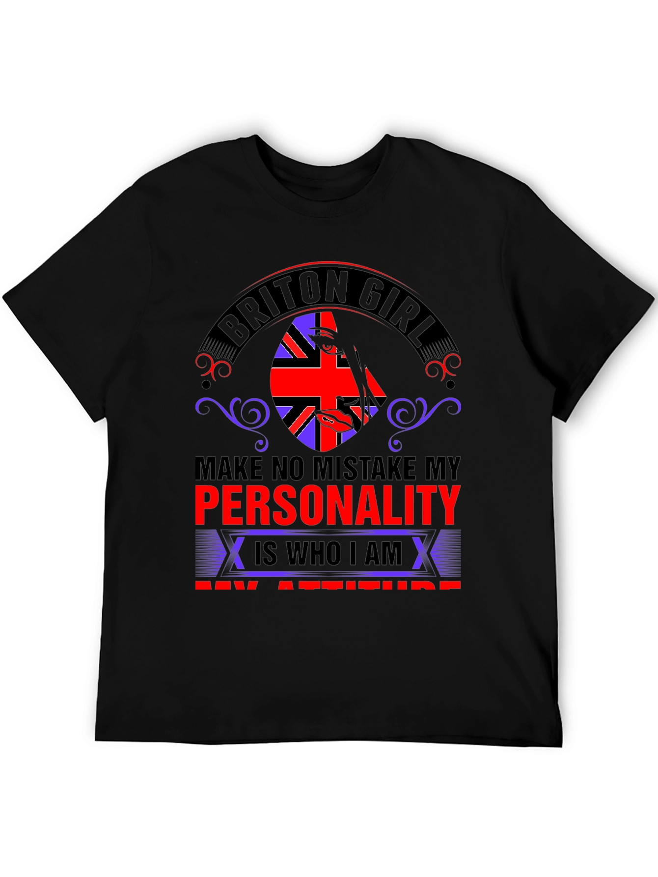 Briton Girl Personality Graphic Tee - Black