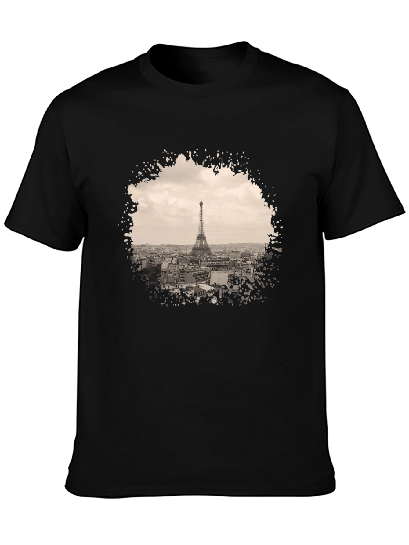 Eiffel Tower Graphic Print Black T-Shirt