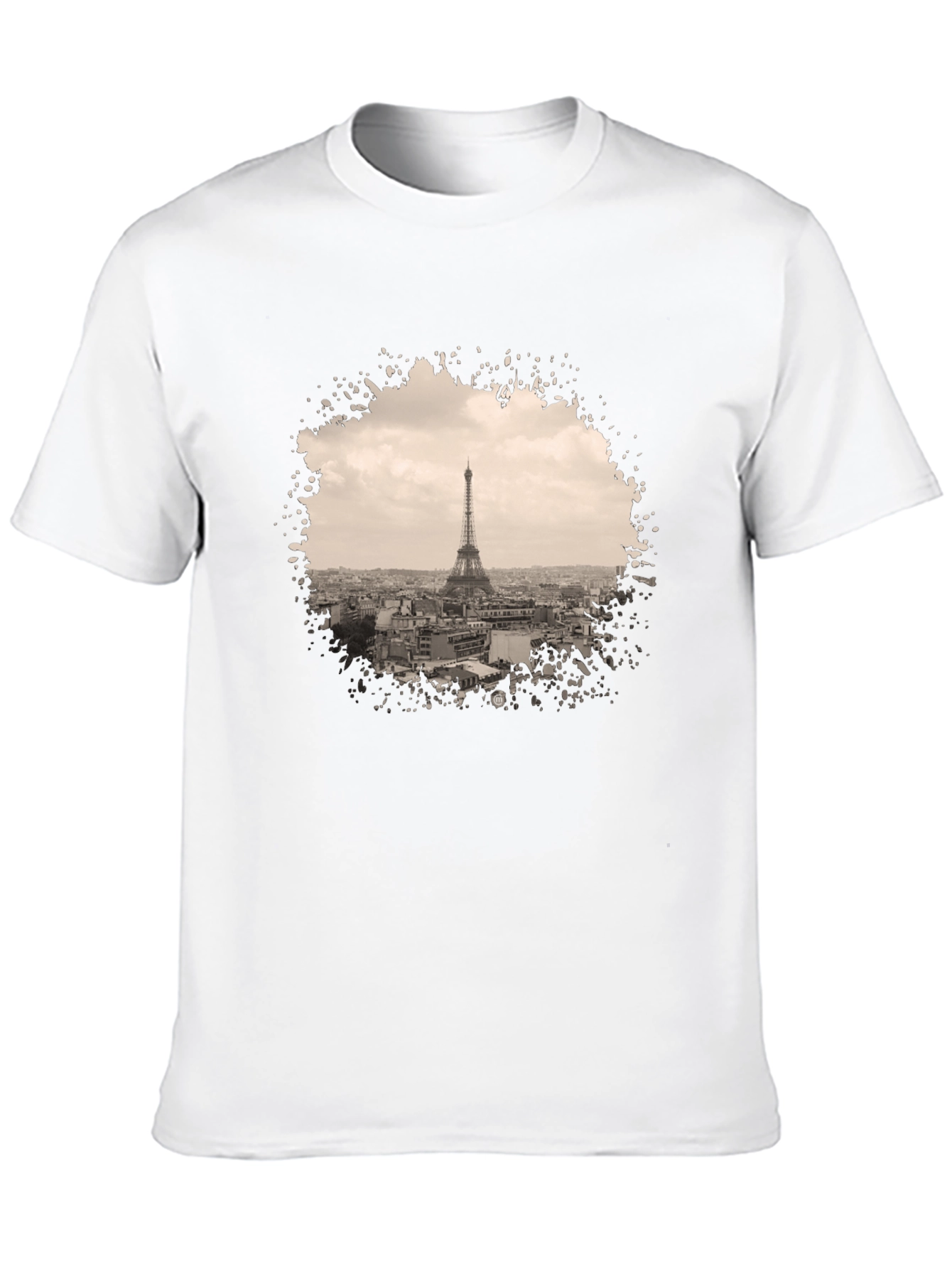 Eiffel Tower Graphic Print Black T-Shirt